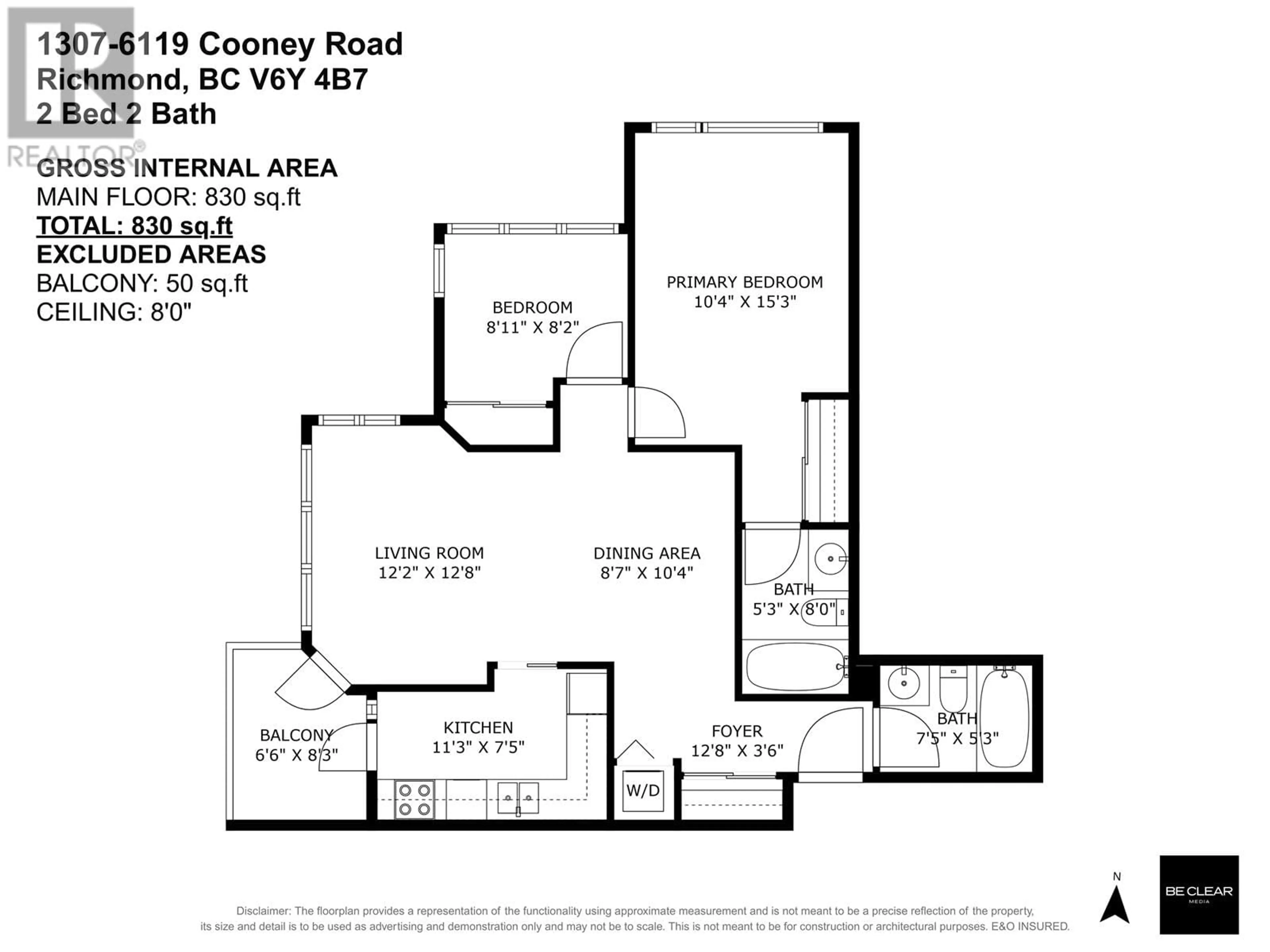 Floor plan for 1307 - 6119 COONEY ROAD, Richmond British Columbia V6Y4B7