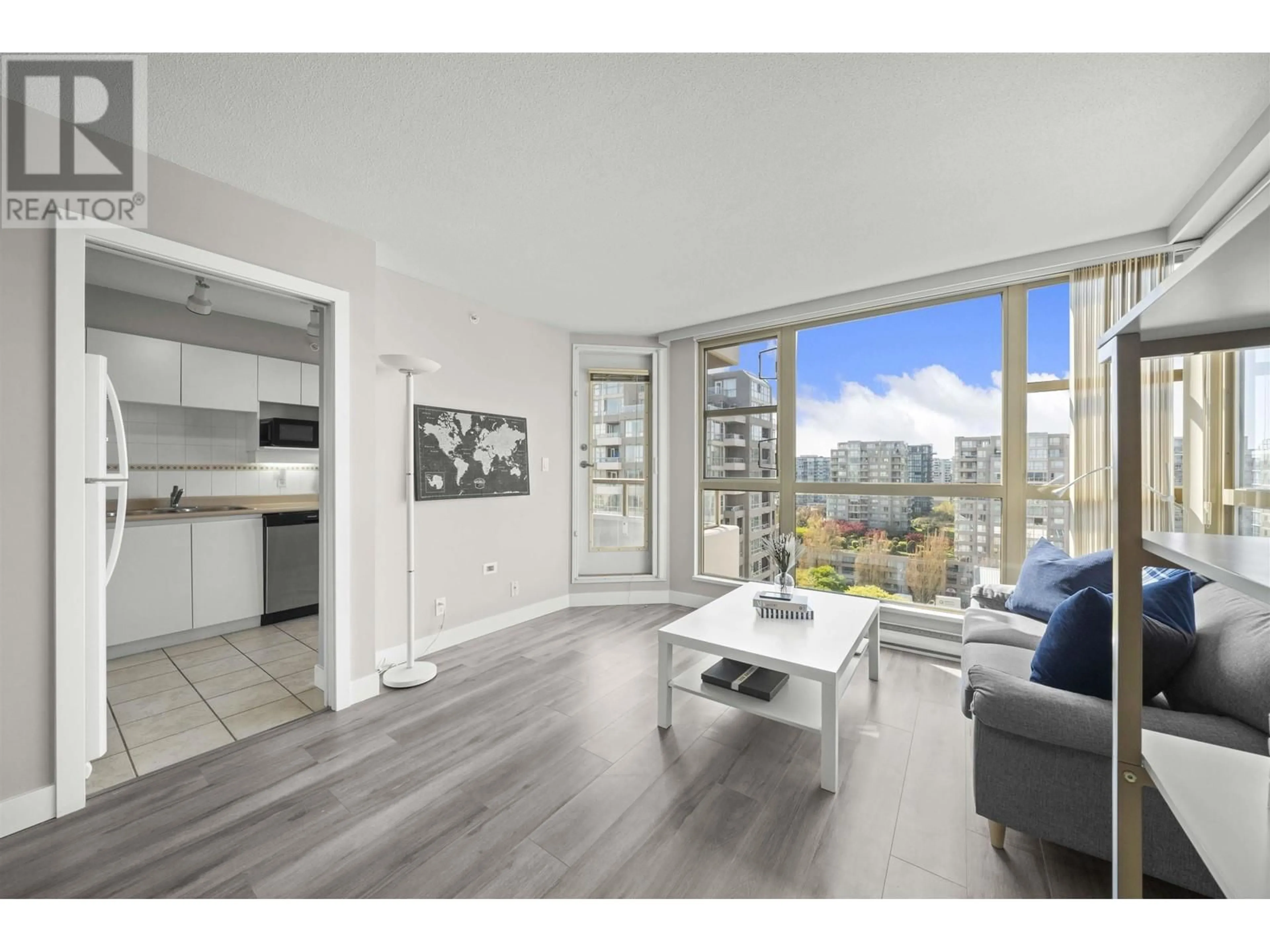Living room with furniture, wood/laminate floor for 1307 - 6119 COONEY ROAD, Richmond British Columbia V6Y4B7