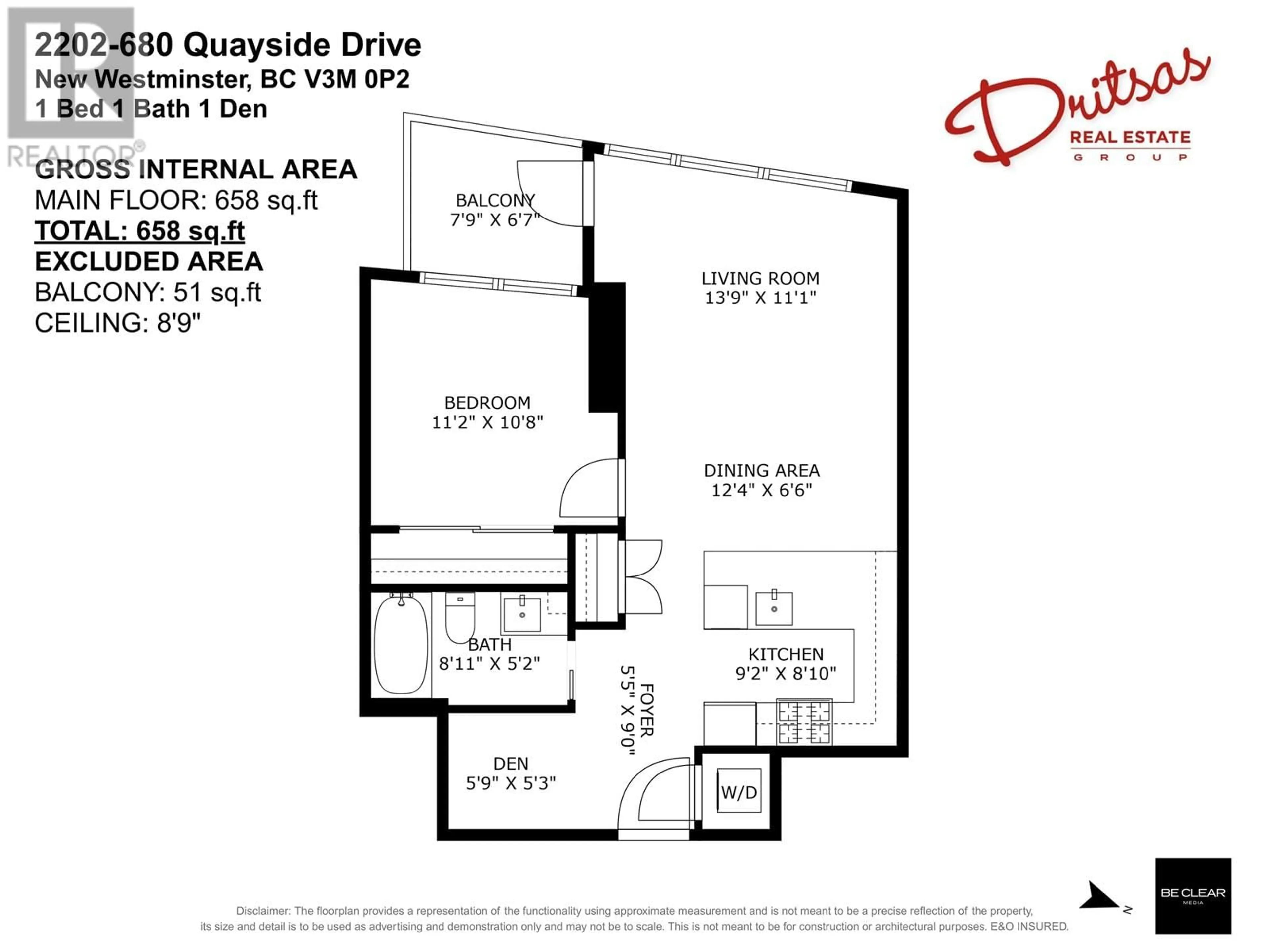 Floor plan for 2202 - 680 QUAYSIDE DRIVE, New Westminster British Columbia V3M0P2