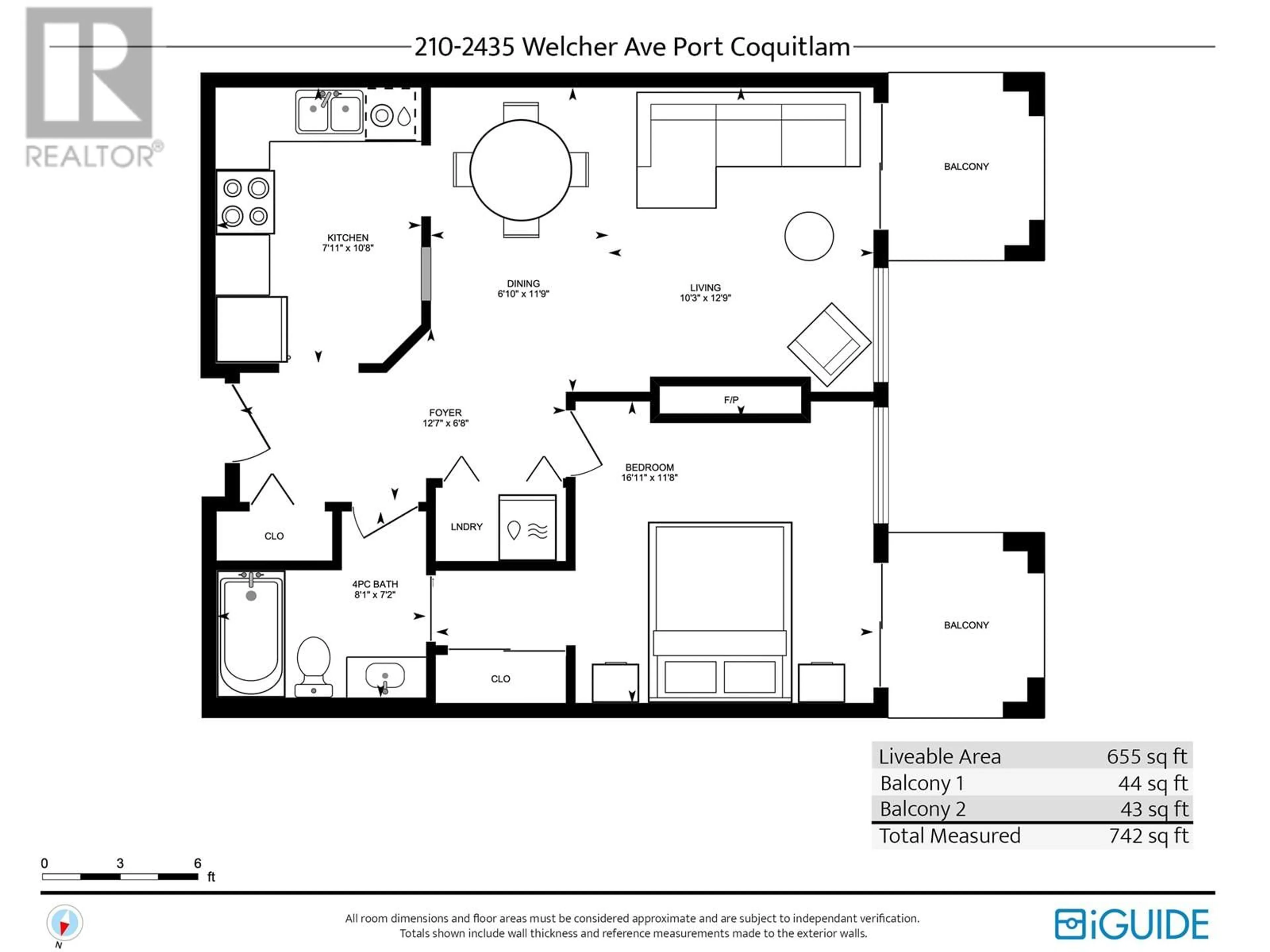Floor plan for 210 - 2435 WELCHER AVENUE, Port Coquitlam British Columbia V3C1X8