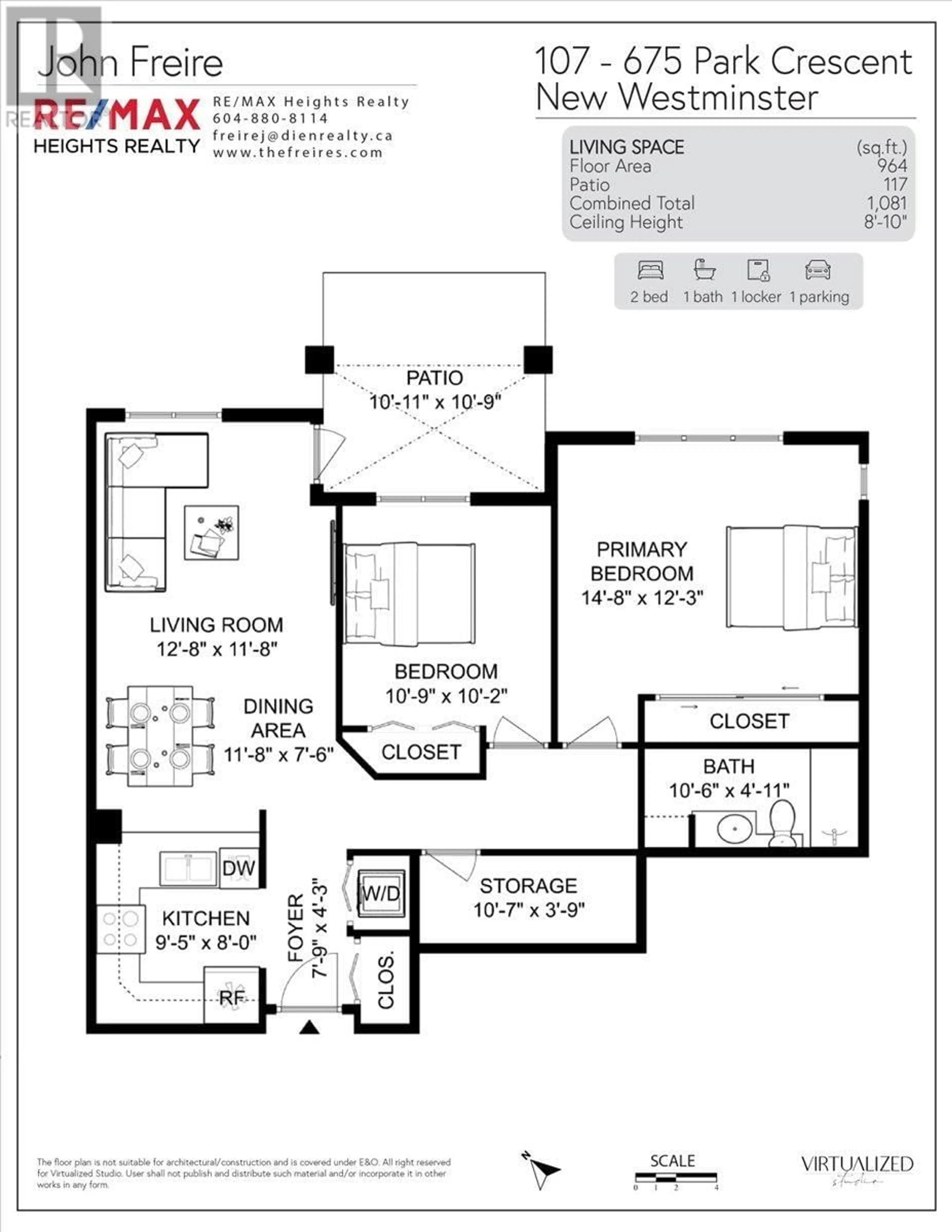 Floor plan for 107 - 675 PARK CRESCENT, New Westminster British Columbia V3L5W4