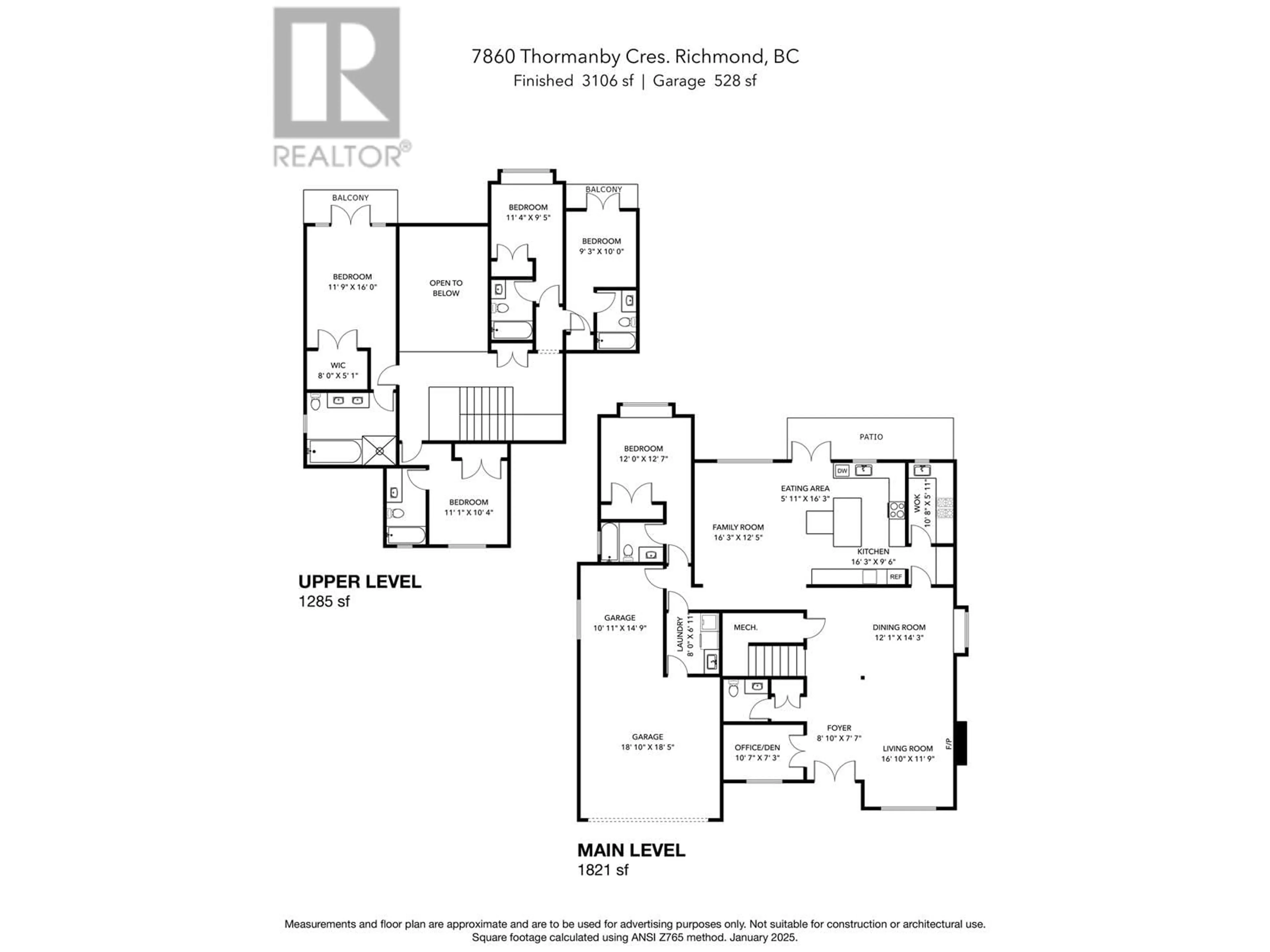Floor plan for 7860 THORMANBY CRESCENT, Richmond British Columbia V7C4G3