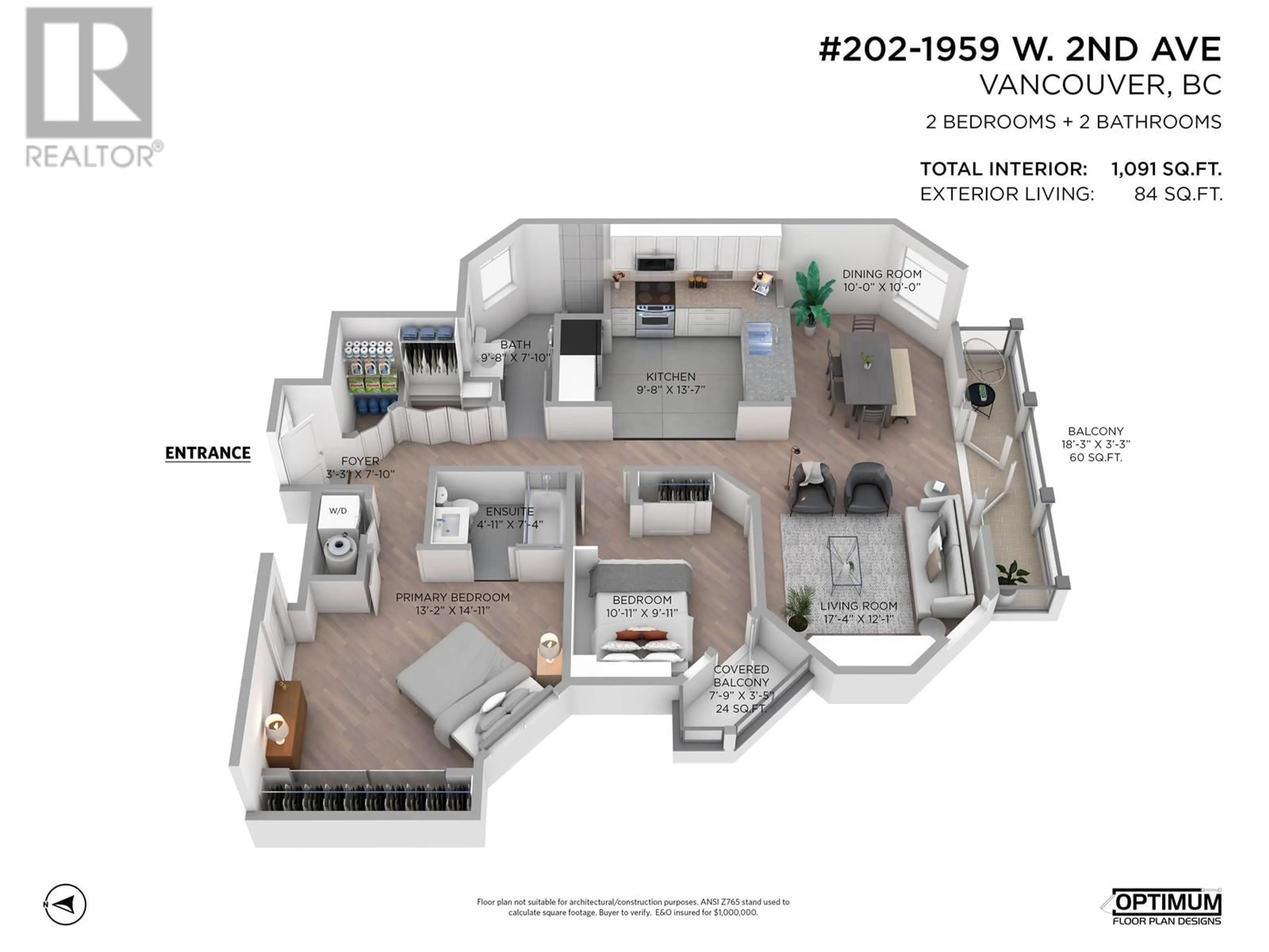 Floor plan for 202 - 1959 2ND AVENUE, Vancouver British Columbia V6J1J2