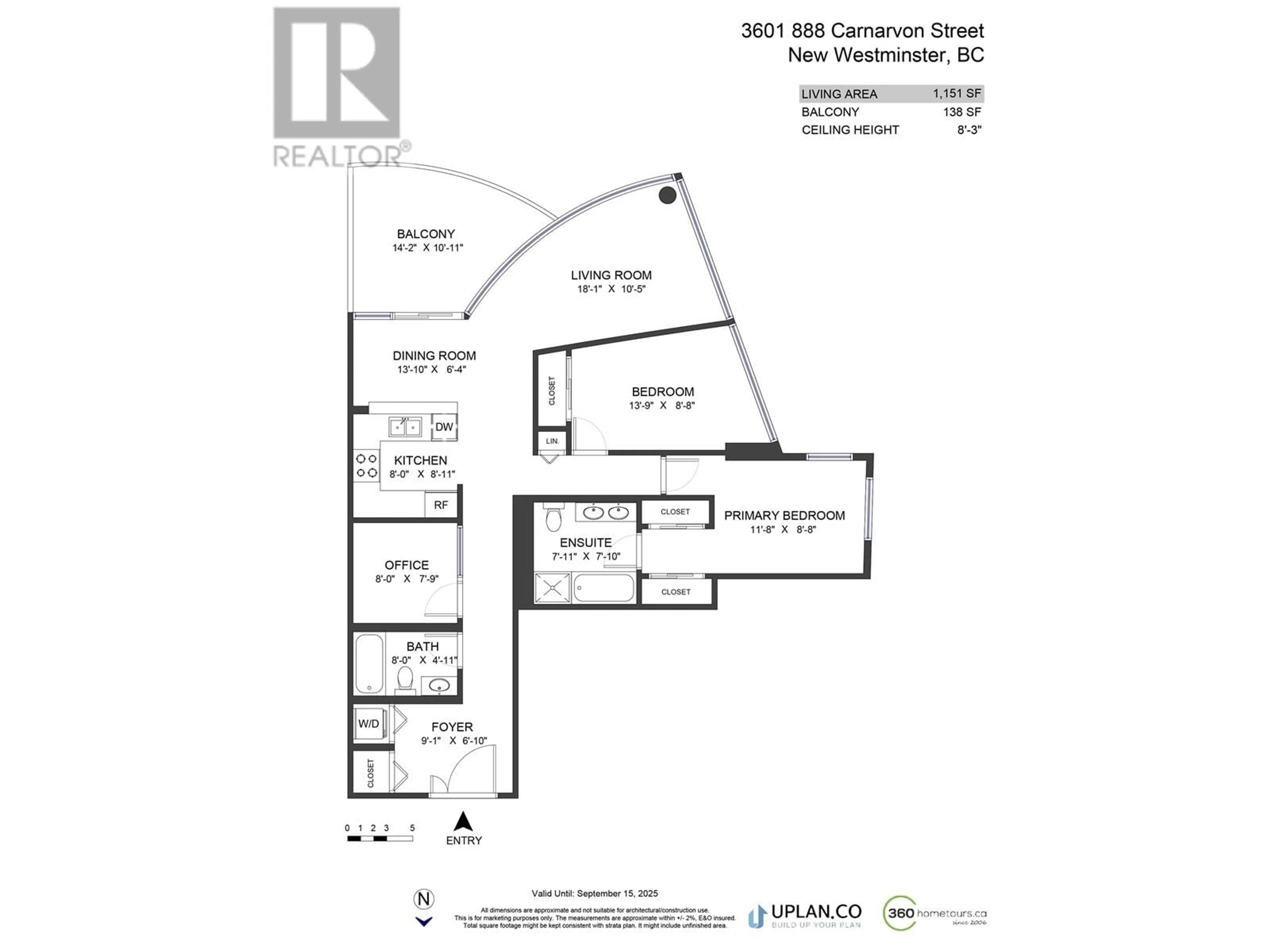 Floor plan for 3601 - 888 CARNARVON STREET, New Westminster British Columbia V3M0C6