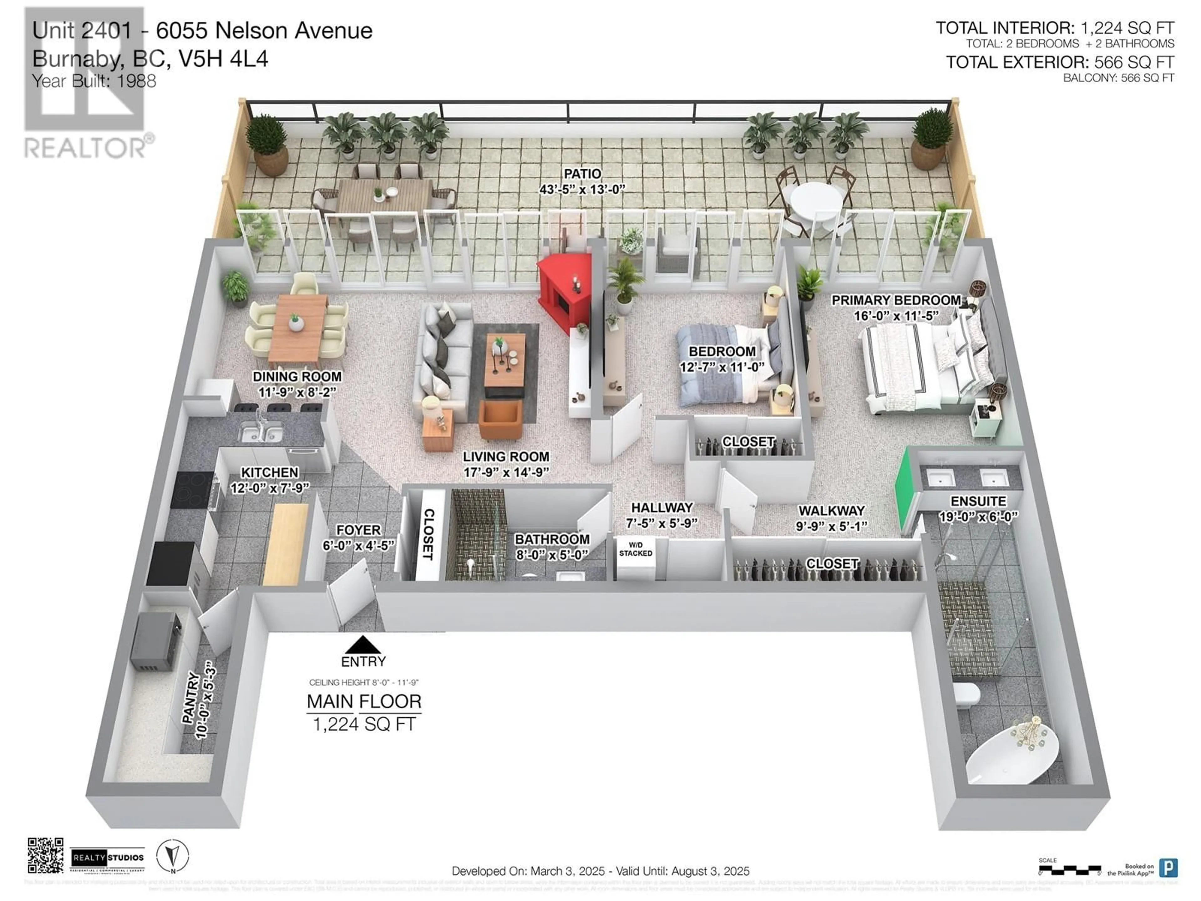 Floor plan for 2401 - 6055 NELSON AVENUE, Burnaby British Columbia V5H4L4