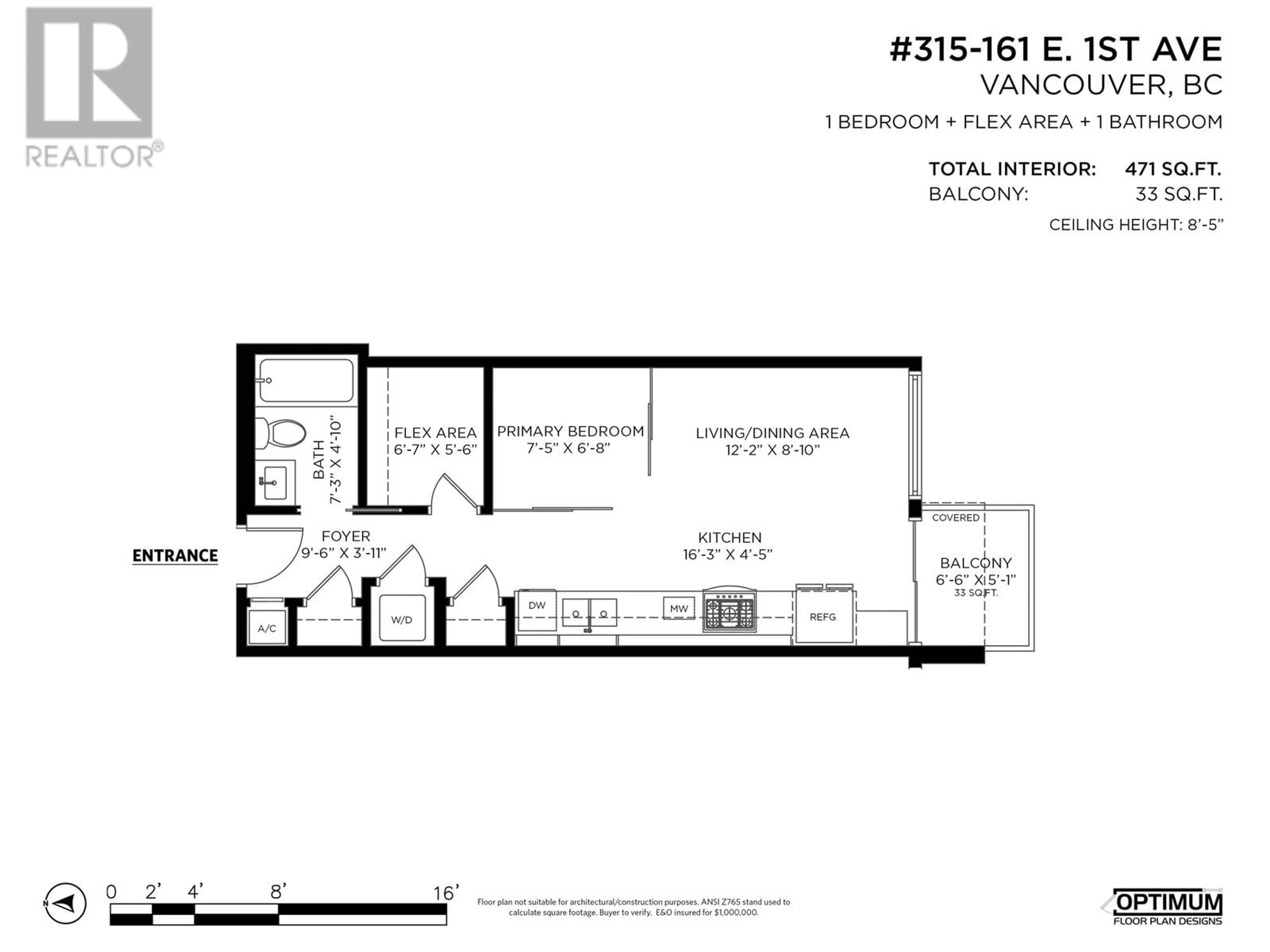 Floor plan for 315 - 161 1ST AVENUE, Vancouver British Columbia V6A0G1