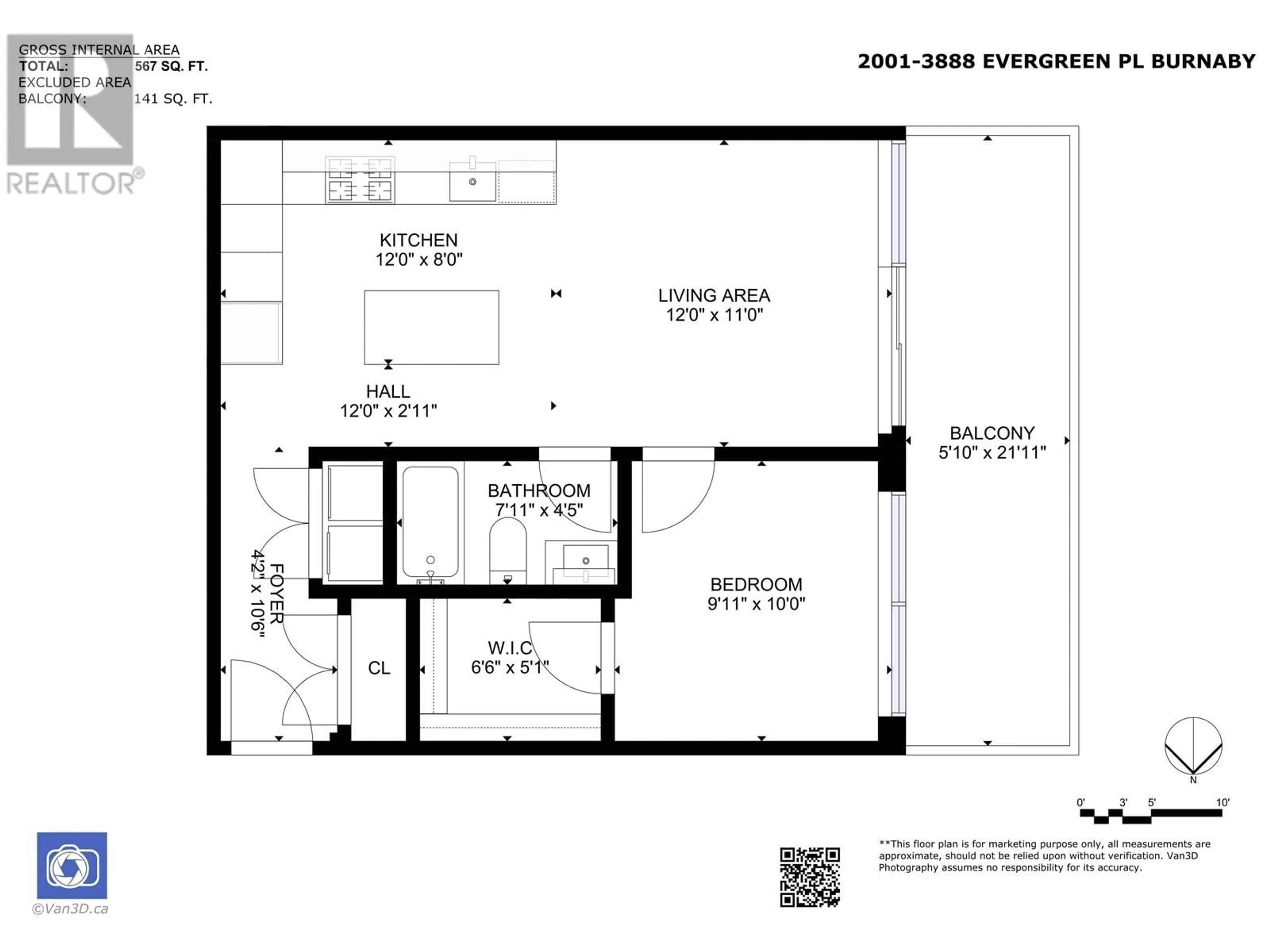 Floor plan for 2001 - 3888 EVERGREEN PLACE, Burnaby British Columbia V3J0M3