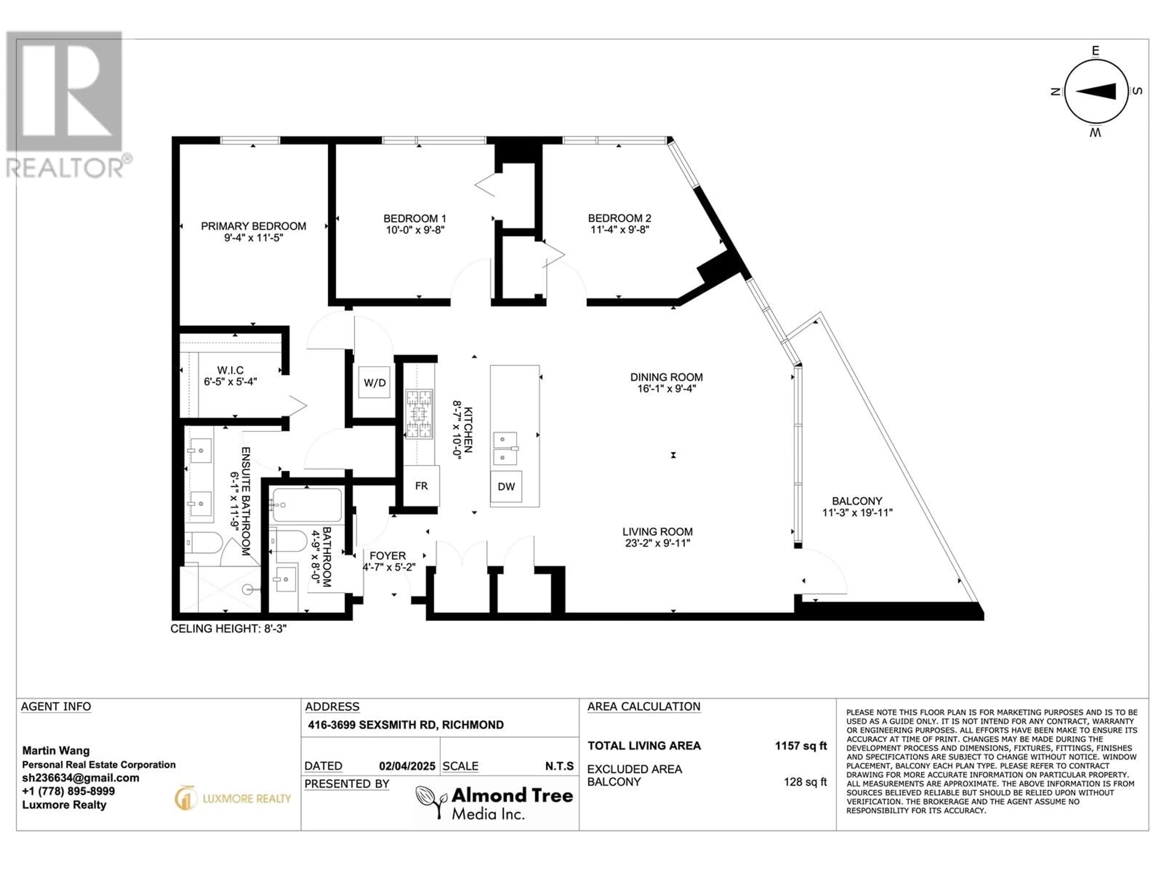Floor plan for 416 - 3699 SEXSMITH ROAD, Richmond British Columbia V6X0W4