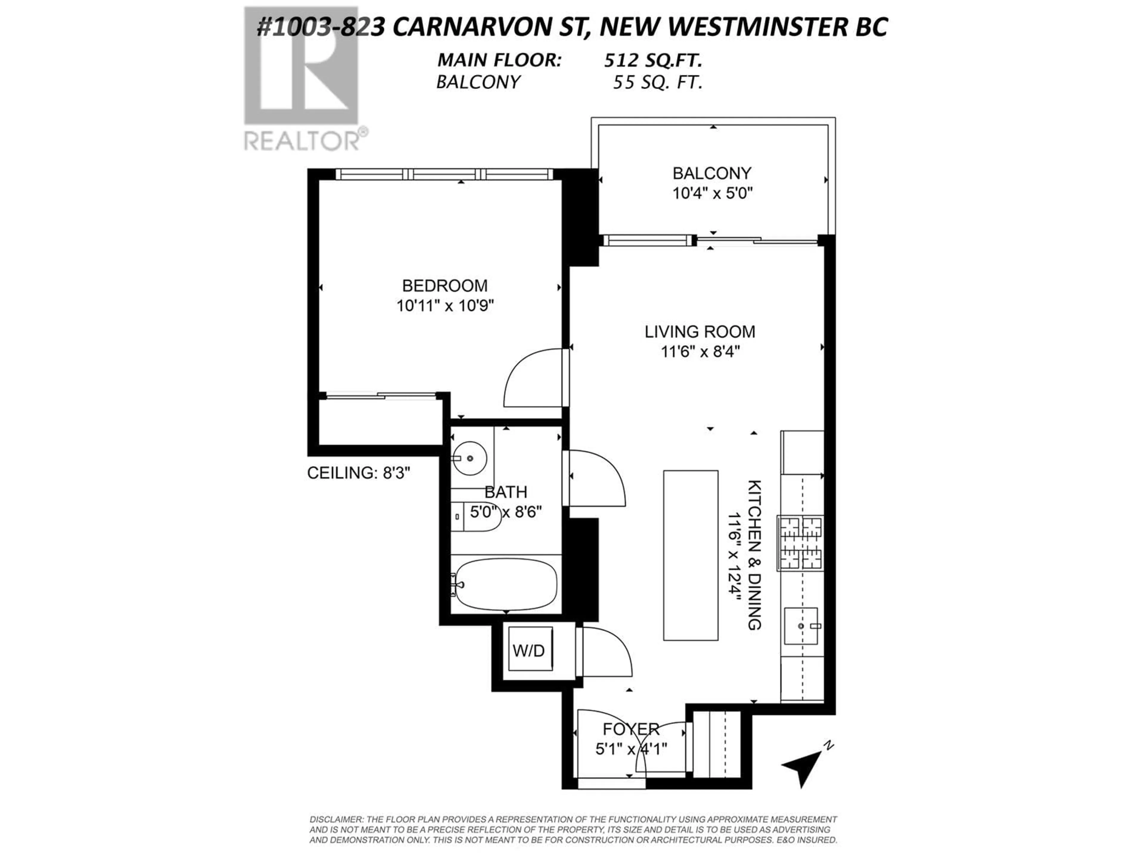 Floor plan for 1003 - 823 CARNARVON STREET, New Westminster British Columbia V3M0N5