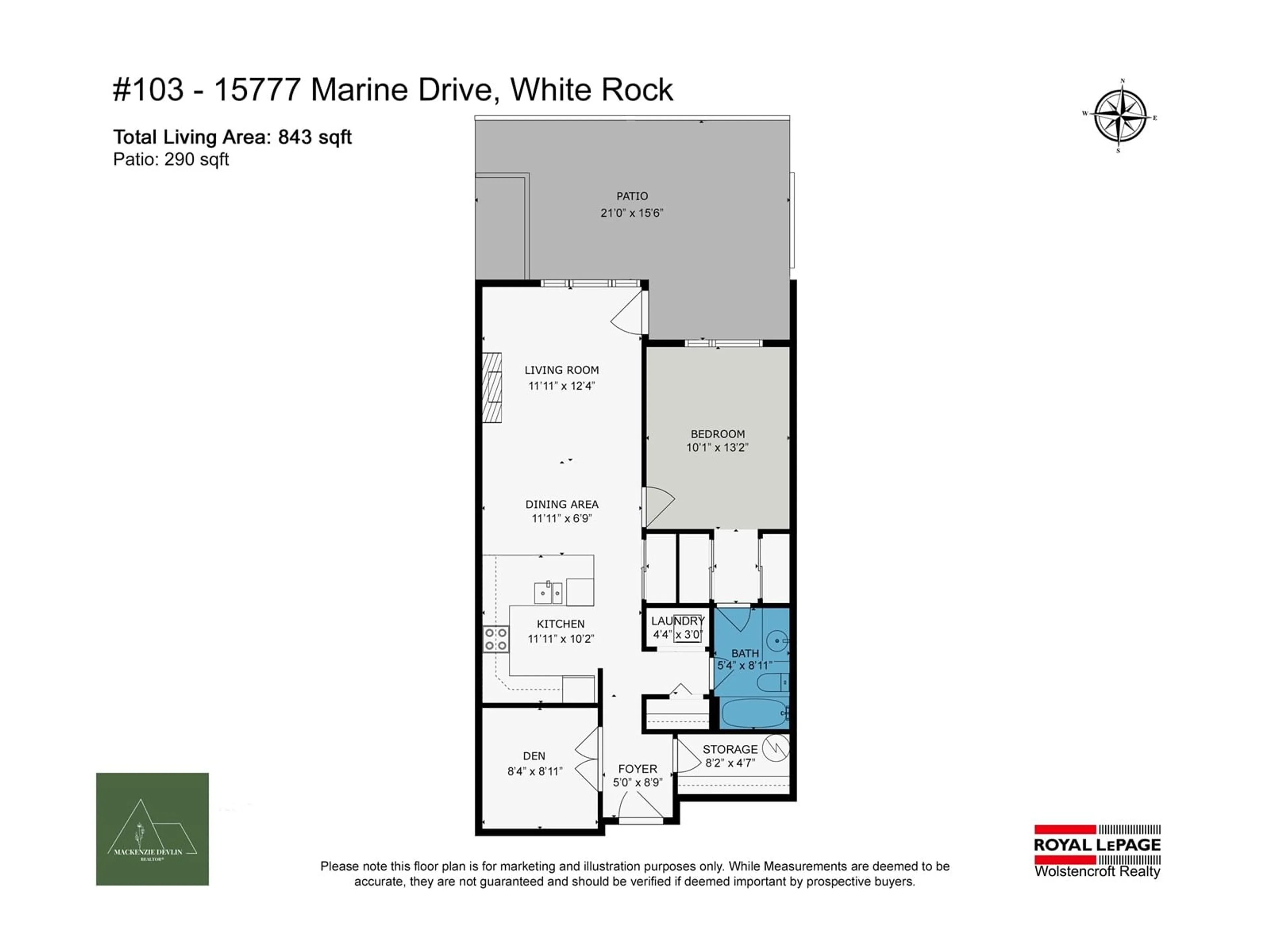 Floor plan for 103 - 15777 MARINE, White Rock British Columbia V4B1E5