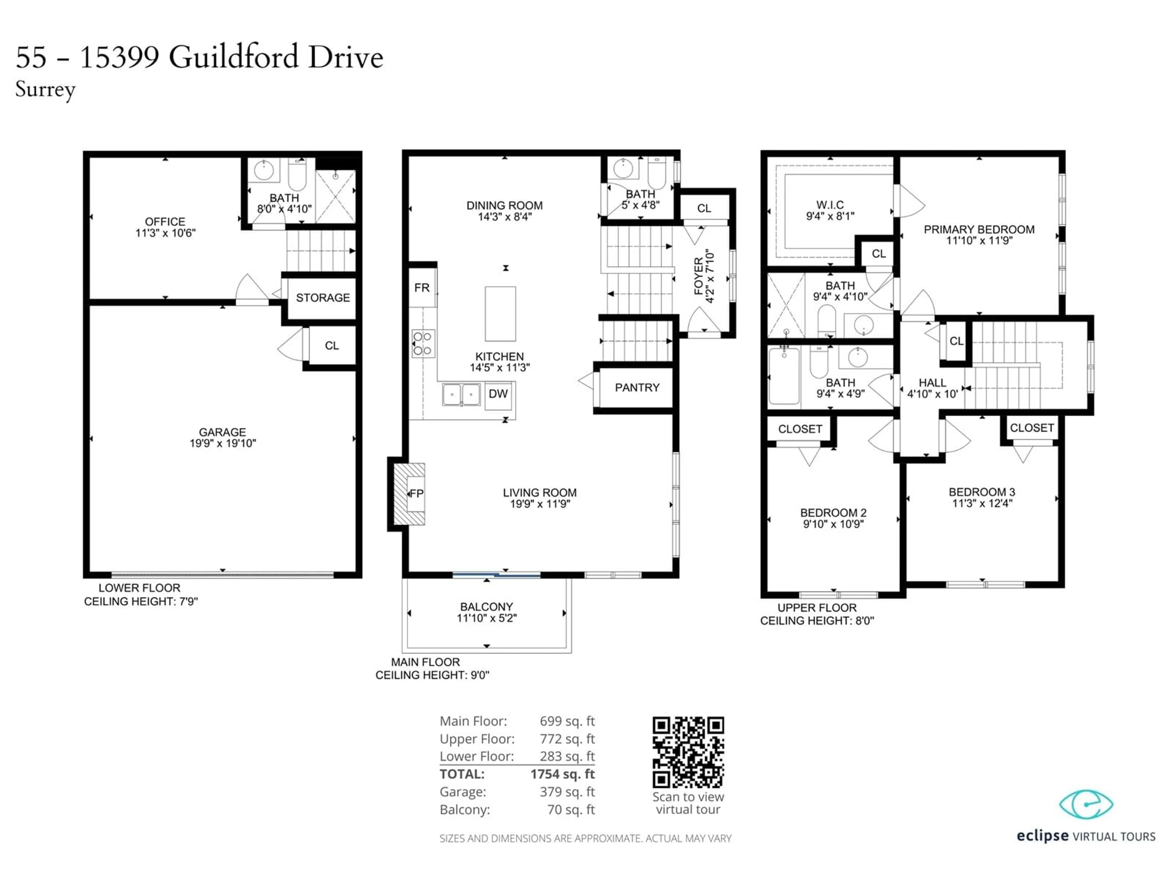 Floor plan for 55 - 15399 GUILDFORD, Surrey British Columbia V3R7C6