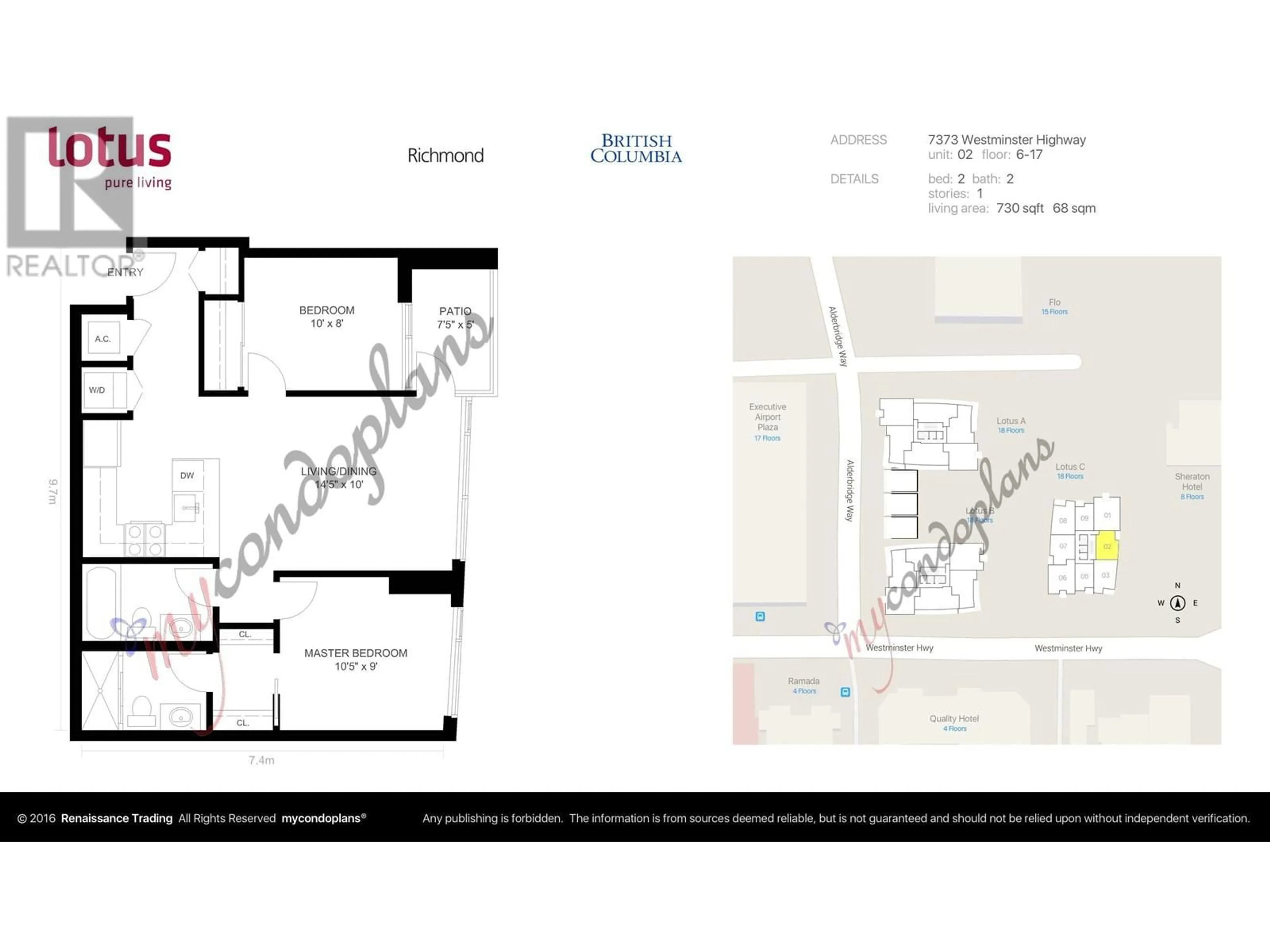 Floor plan for 1202 - 7373 WESTMINSTER HIGHWAY, Richmond British Columbia V6X0B5