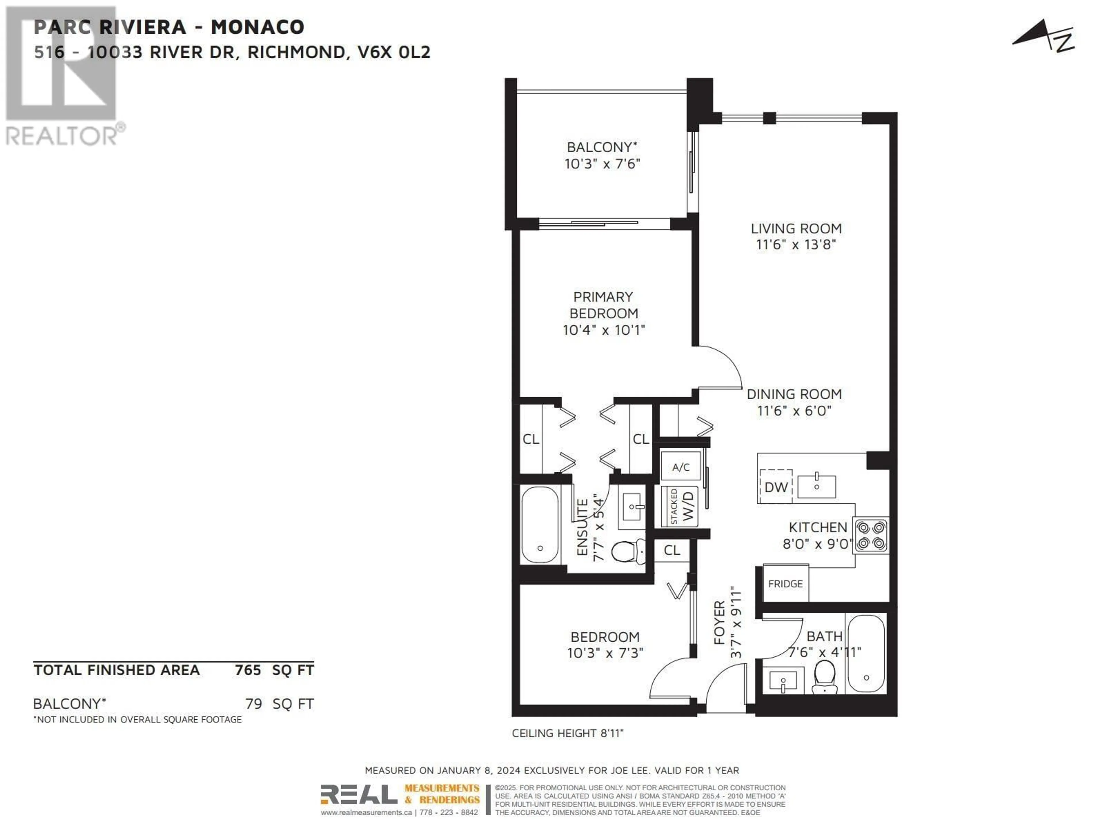 Floor plan for 516 - 10033 RIVER DRIVE, Richmond British Columbia V6X0L2