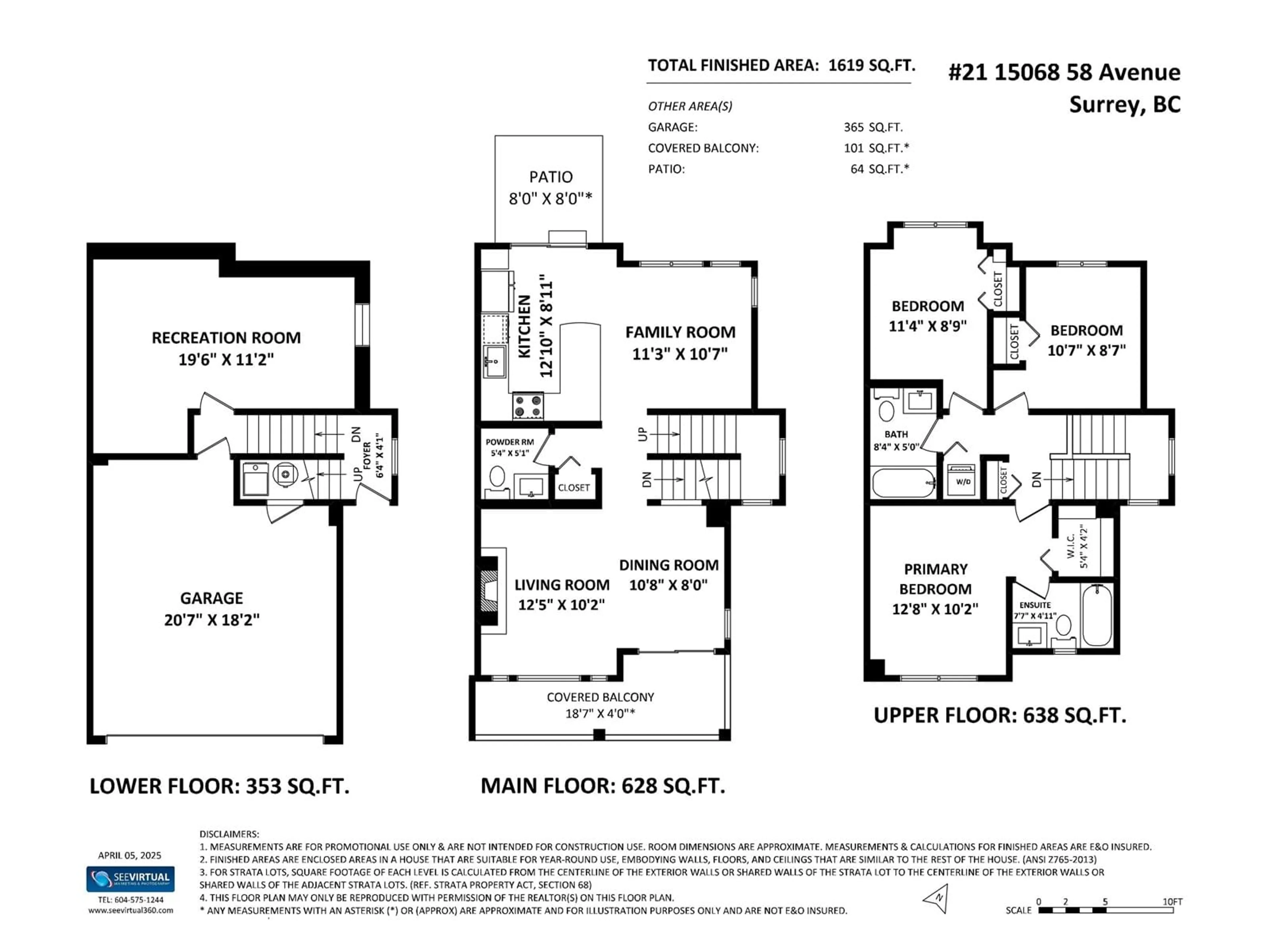 Floor plan for 21 - 15068 58, Surrey British Columbia V3S9J9