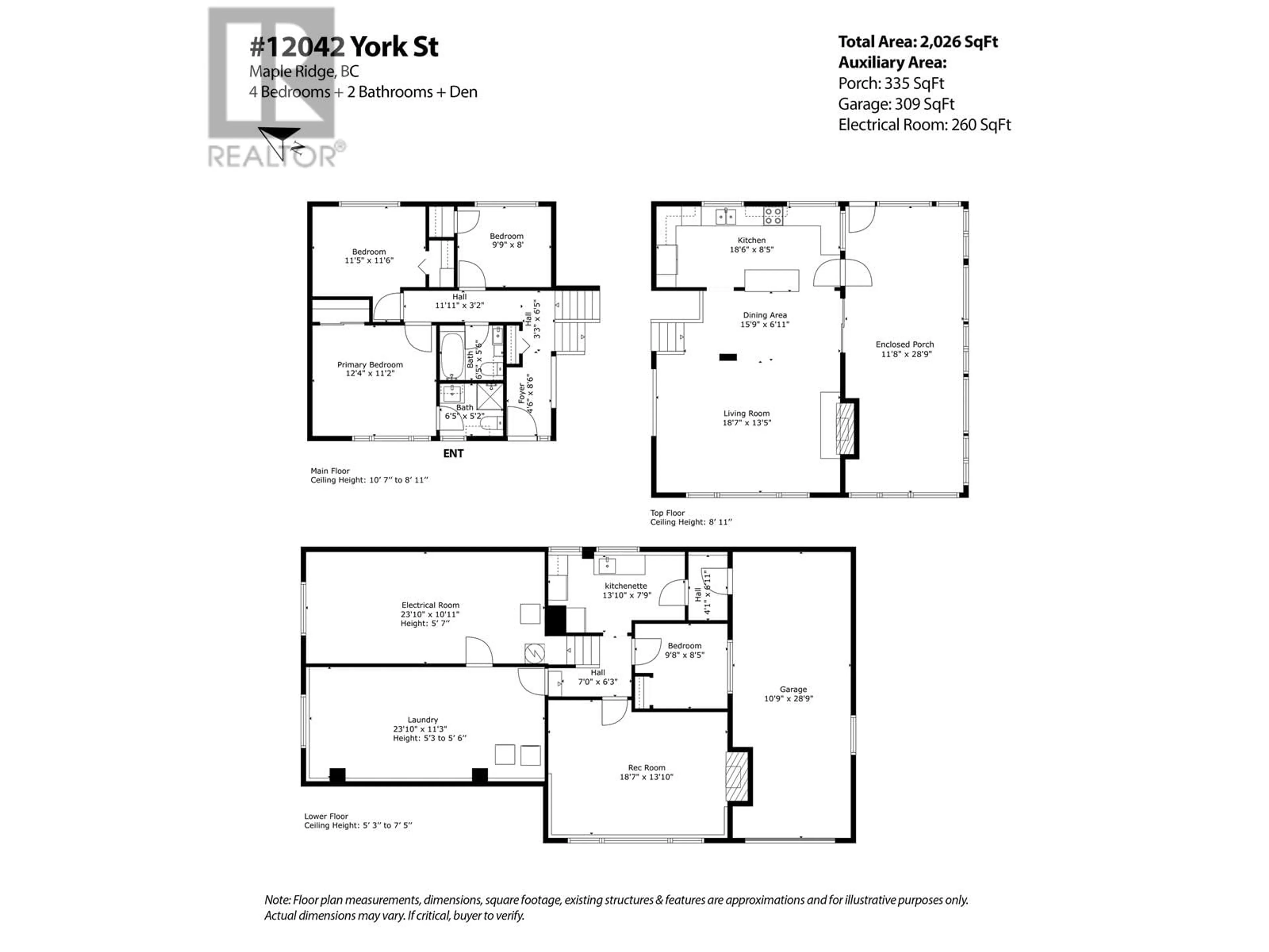 Floor plan for 12042 YORK STREET, Maple Ridge British Columbia V2X5R9