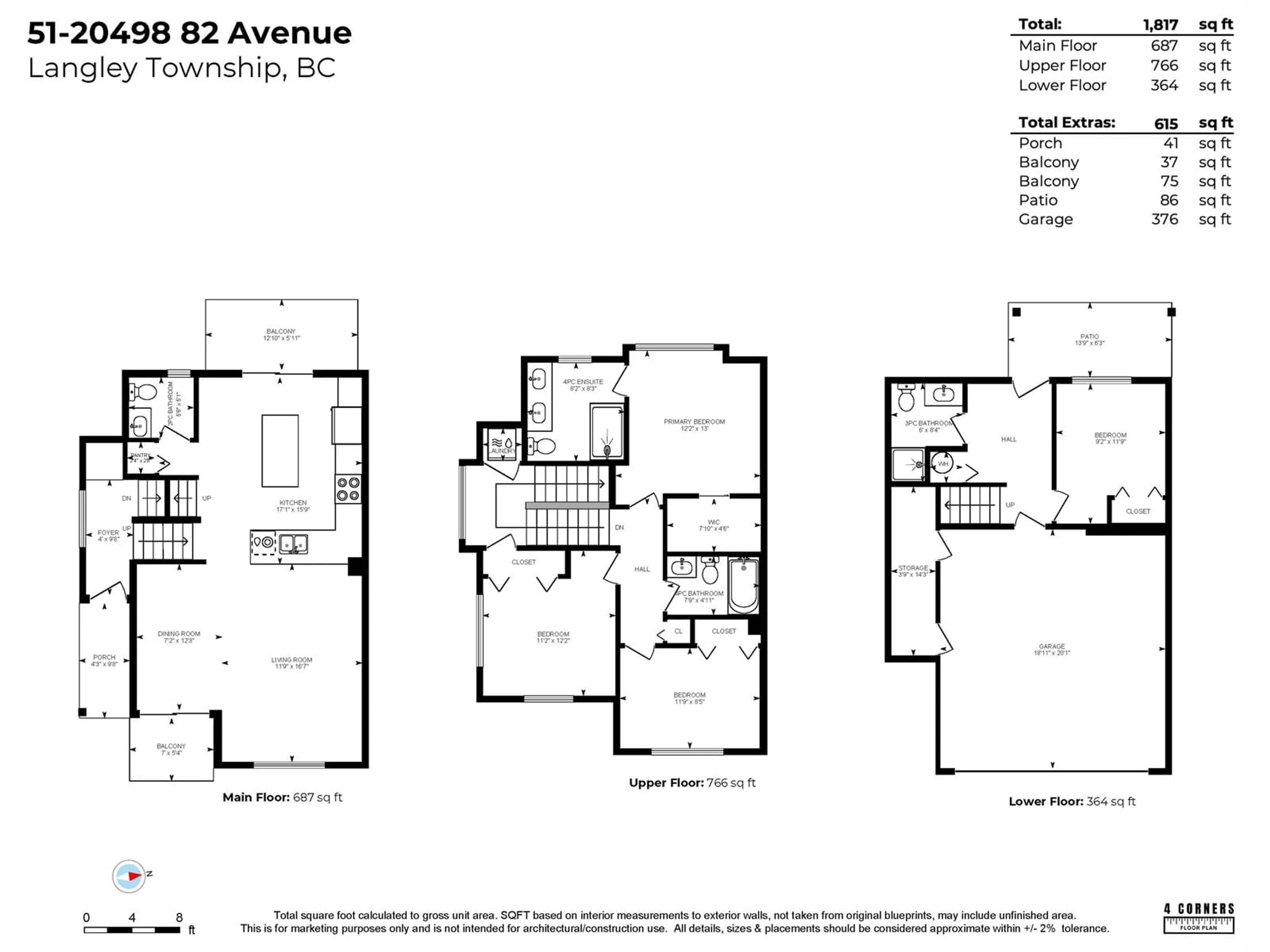 Floor plan for 51 - 20498 82, Langley British Columbia V2Y0V1