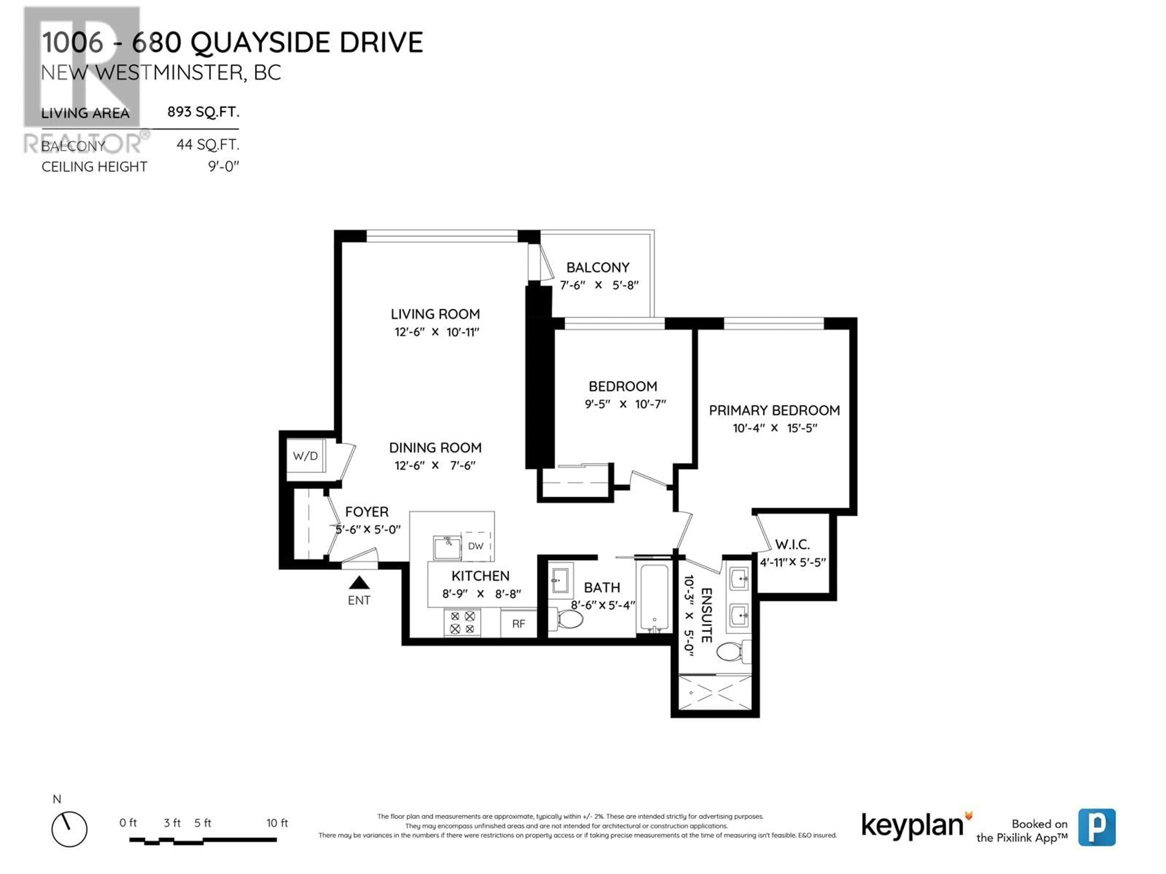 Floor plan for 1006 - 680 QUAYSIDE DRIVE, New Westminster British Columbia V3M0P2