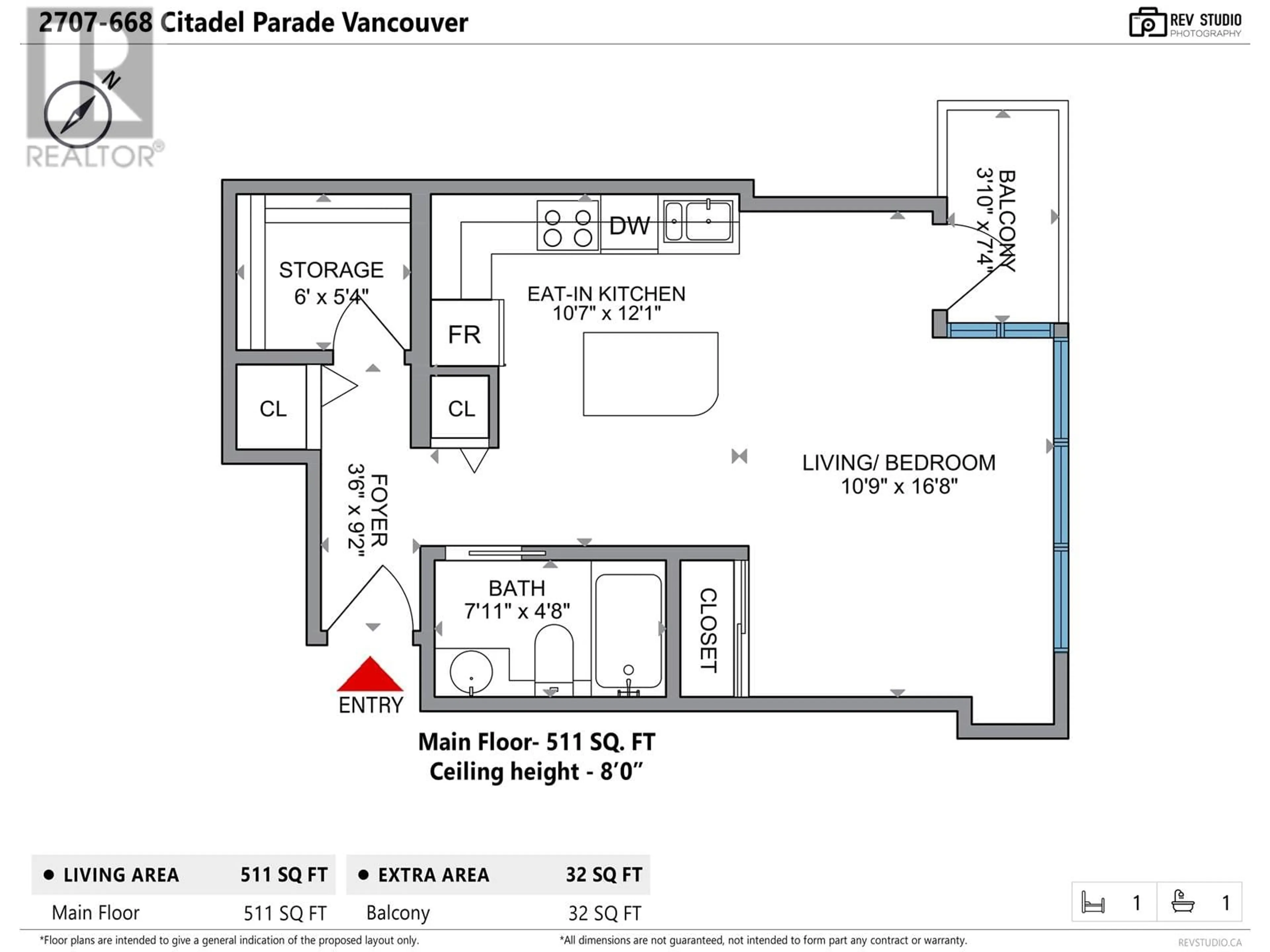 Floor plan for 2707 - 668 CITADEL PARADE, Vancouver British Columbia V6B1W6