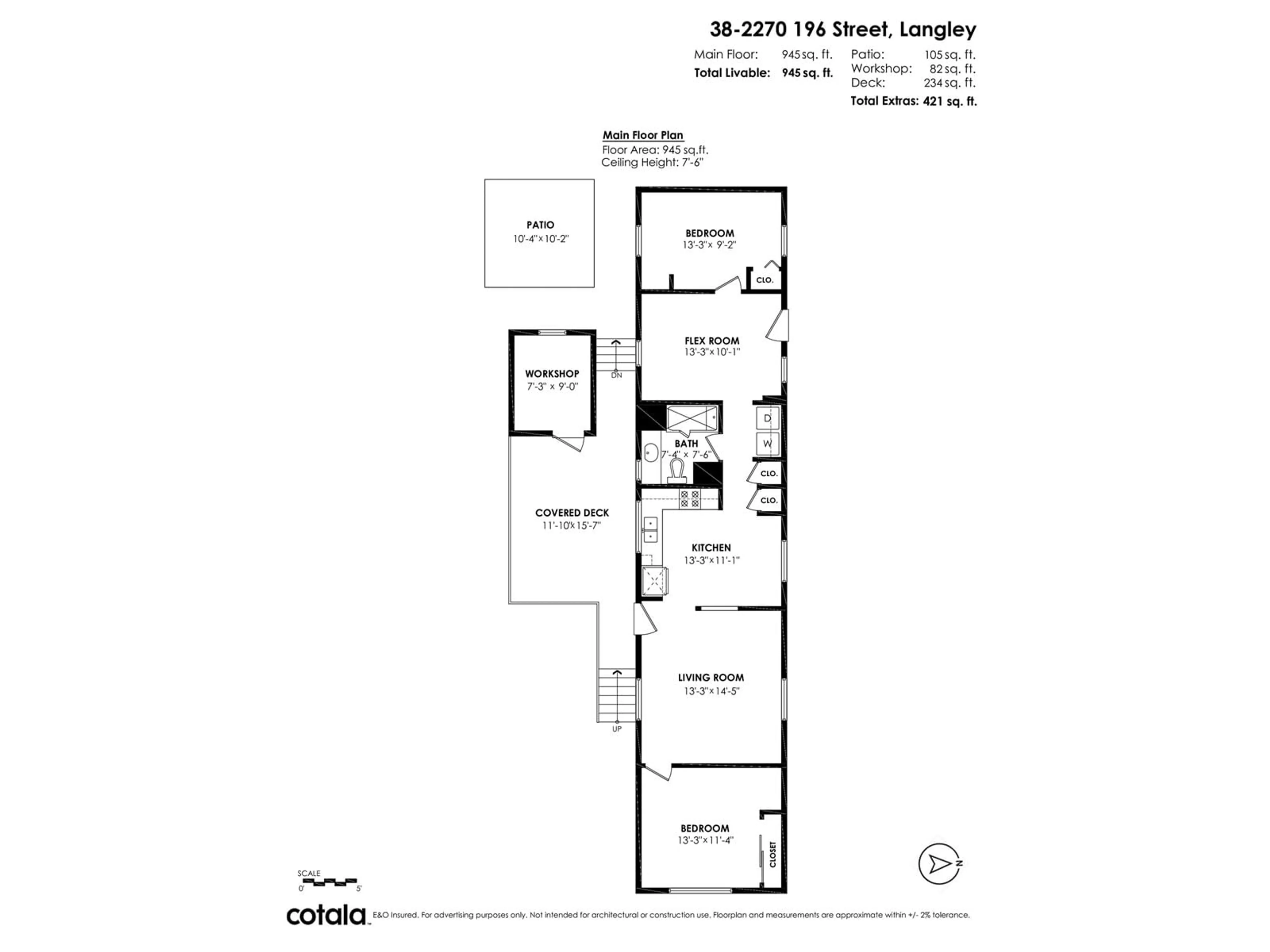 Floor plan for 38 - 2270 196, Langley British Columbia V2Z1N6