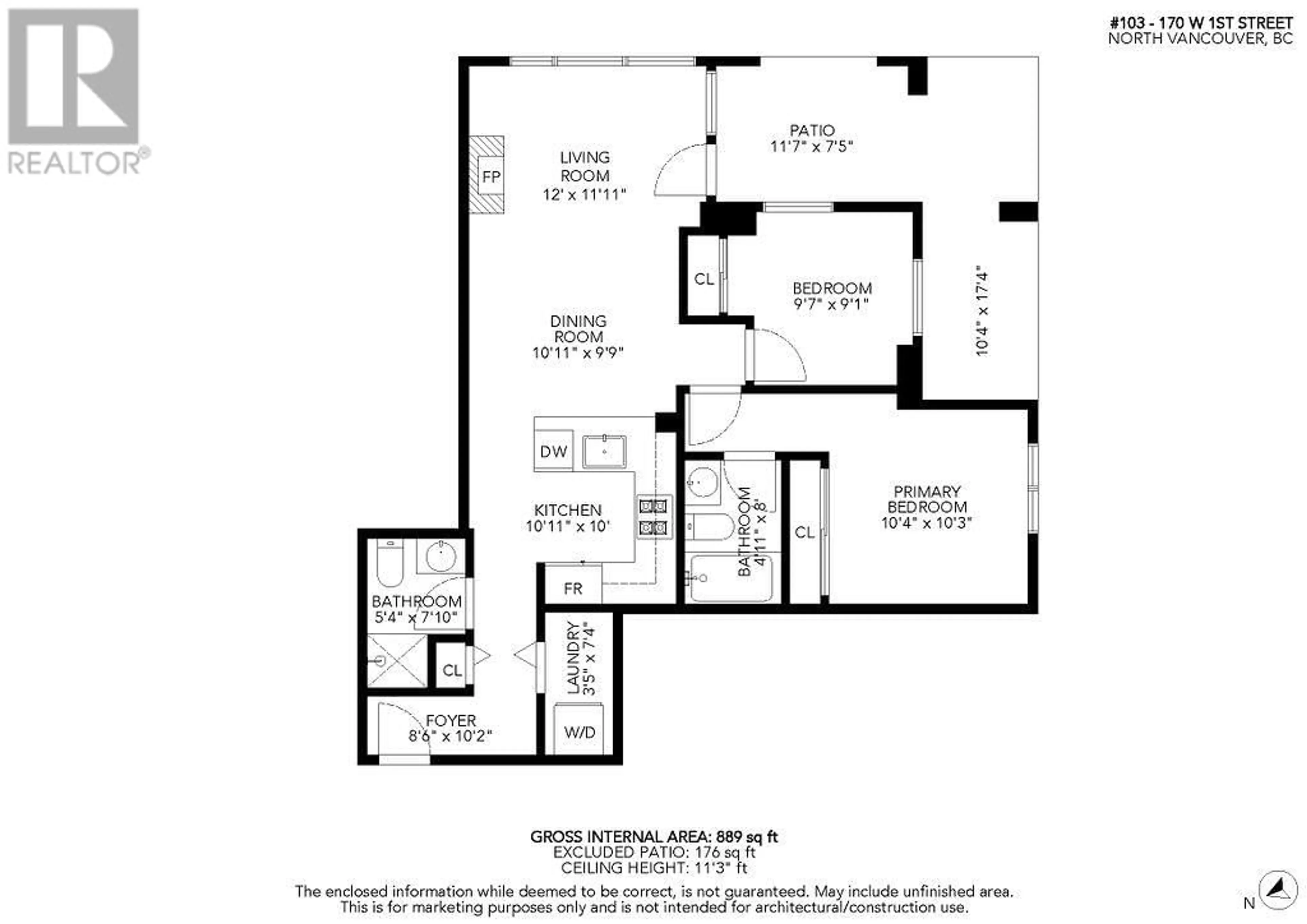 Floor plan for 103 - 170 1ST STREET, North Vancouver British Columbia V7M3P2
