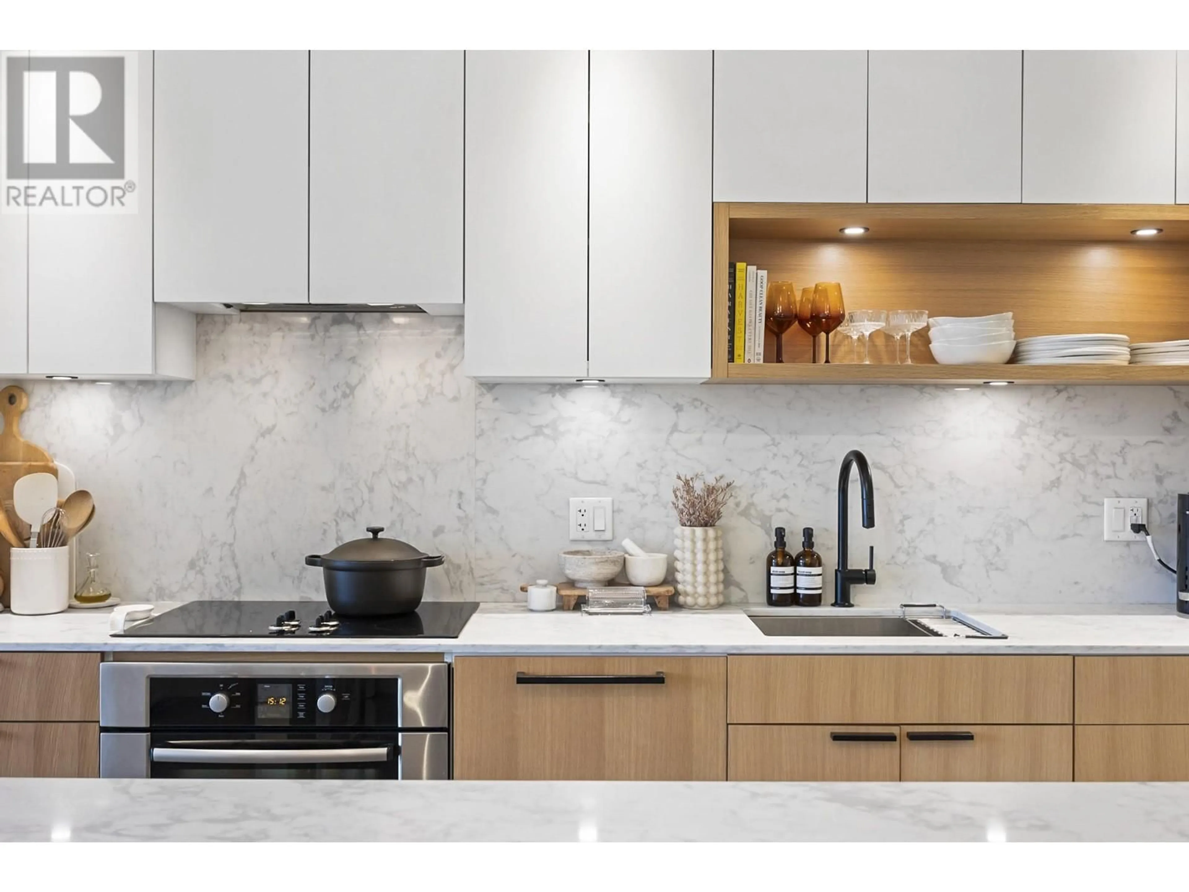 Contemporary kitchen, ceramic/tile floor for 404 - 256 2ND AVENUE, Vancouver British Columbia V5T0A7