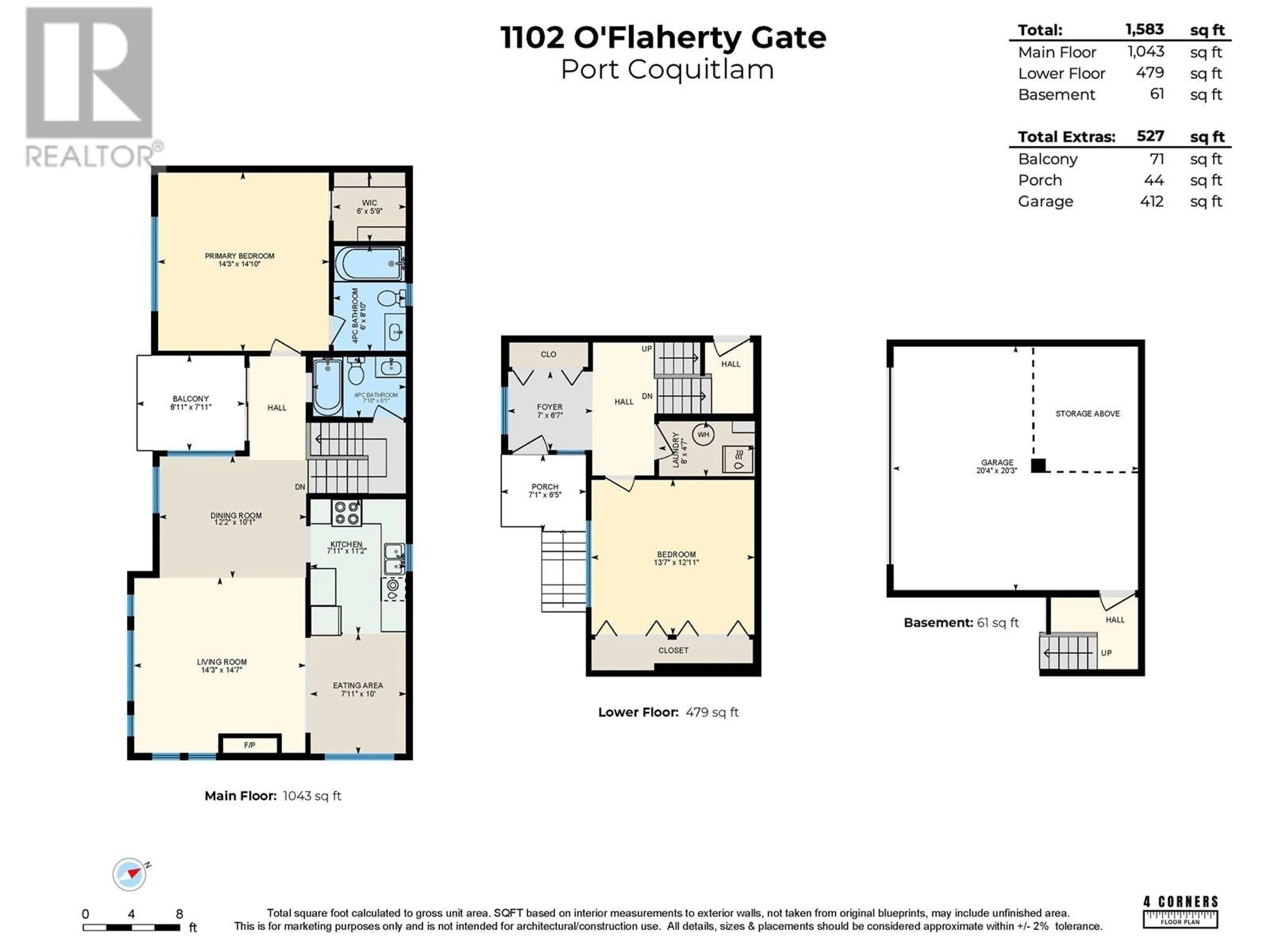 Floor plan for 1102 O'FLAHERTY GATE, Port Coquitlam British Columbia V3C6H2