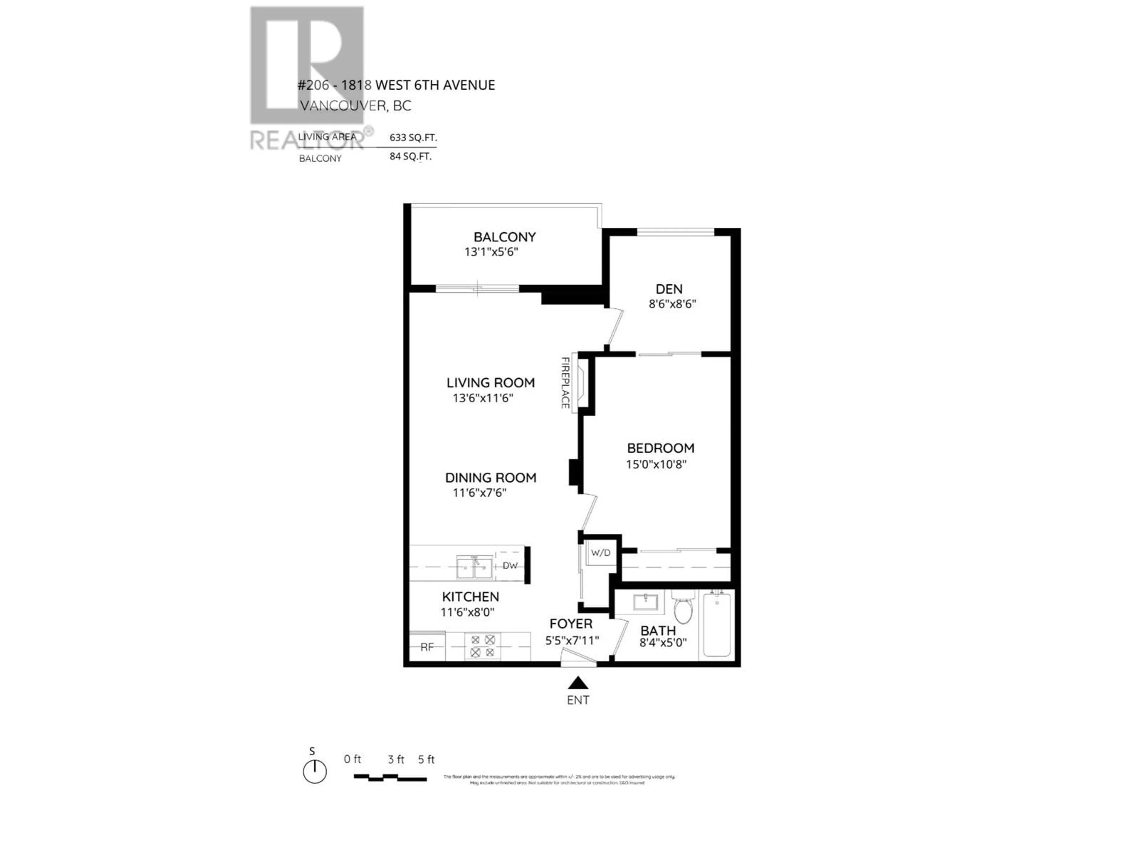 Floor plan for 206 - 1818 6TH AVENUE, Vancouver British Columbia V6J1R6