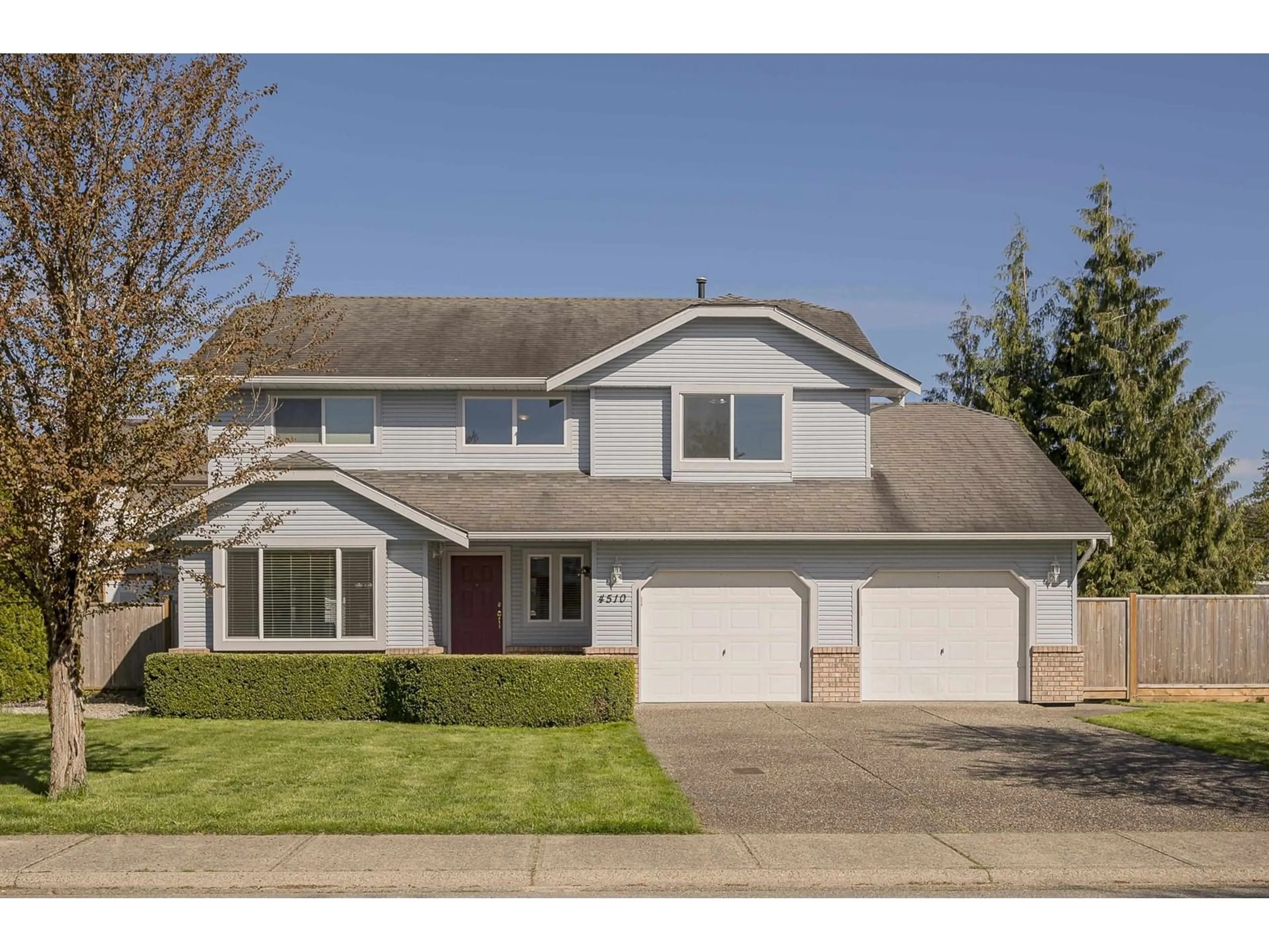 Home with vinyl exterior material, street for 4510 222A, Langley British Columbia V2Z1B2