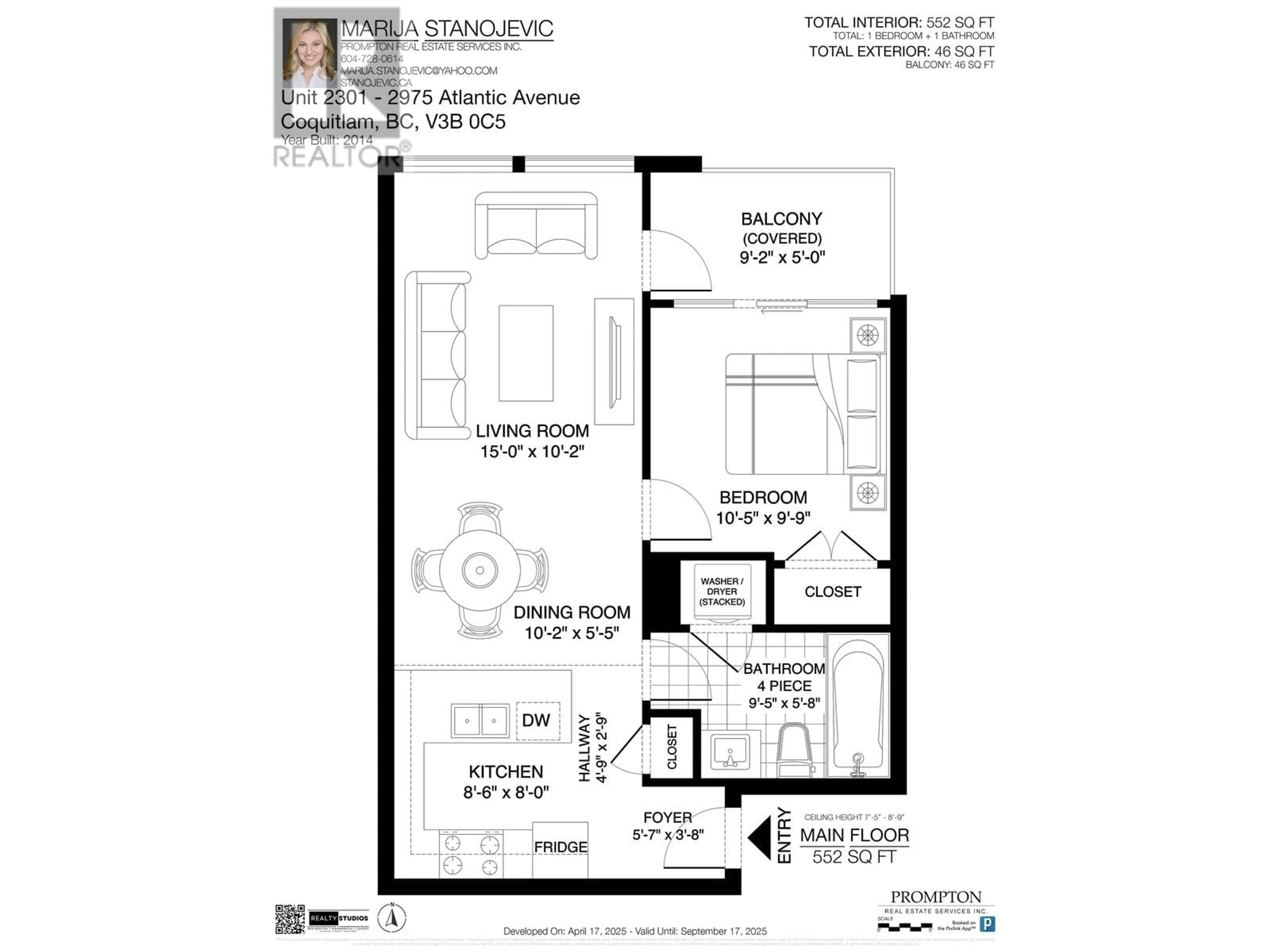 Floor plan for 2301 - 2975 ATLANTIC AVENUE, Coquitlam British Columbia V3B0C5