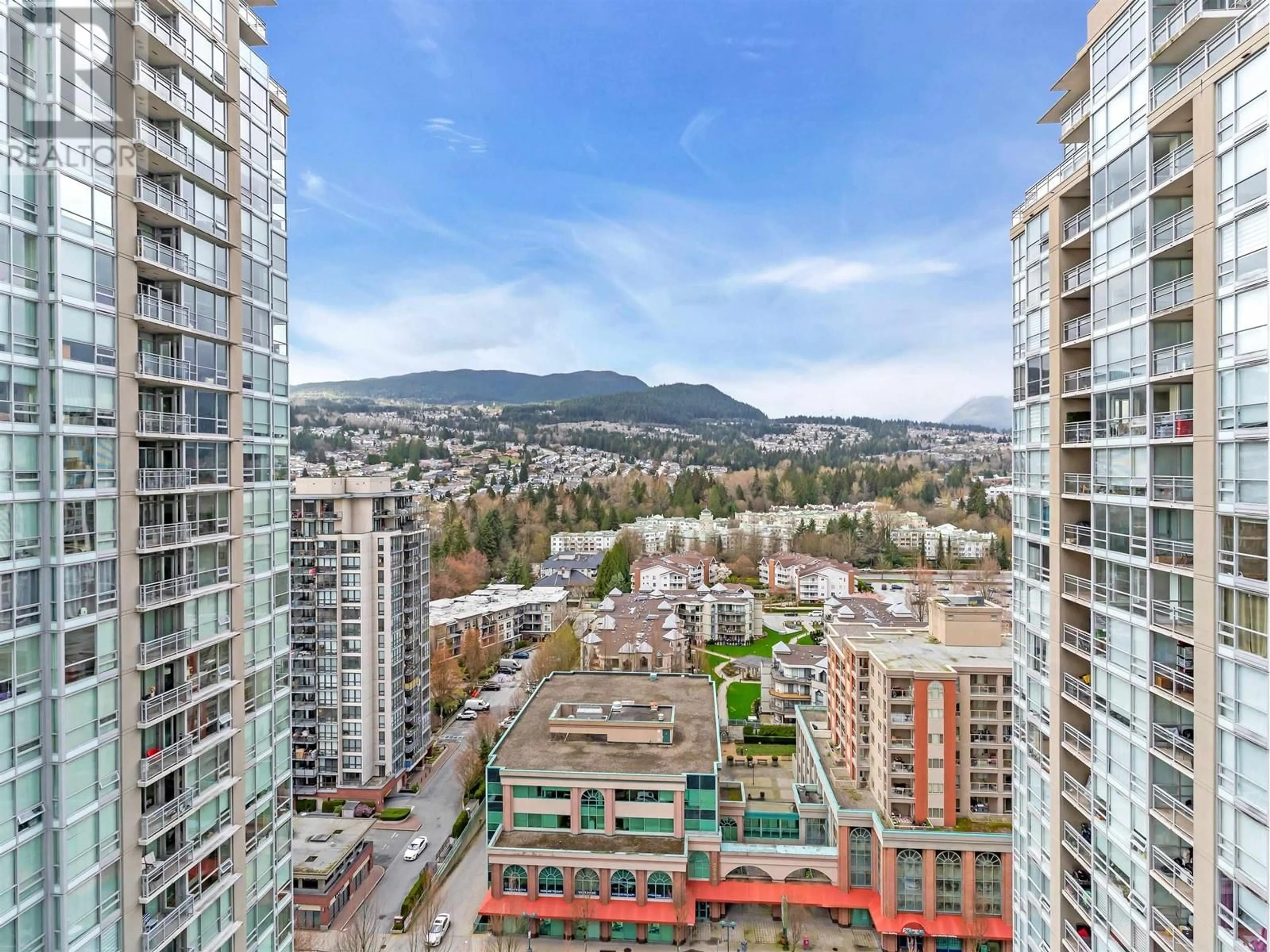 A pic from outside/outdoor area/front of a property/back of a property/a pic from drone, city buildings view from balcony for 2301 - 2975 ATLANTIC AVENUE, Coquitlam British Columbia V3B0C5