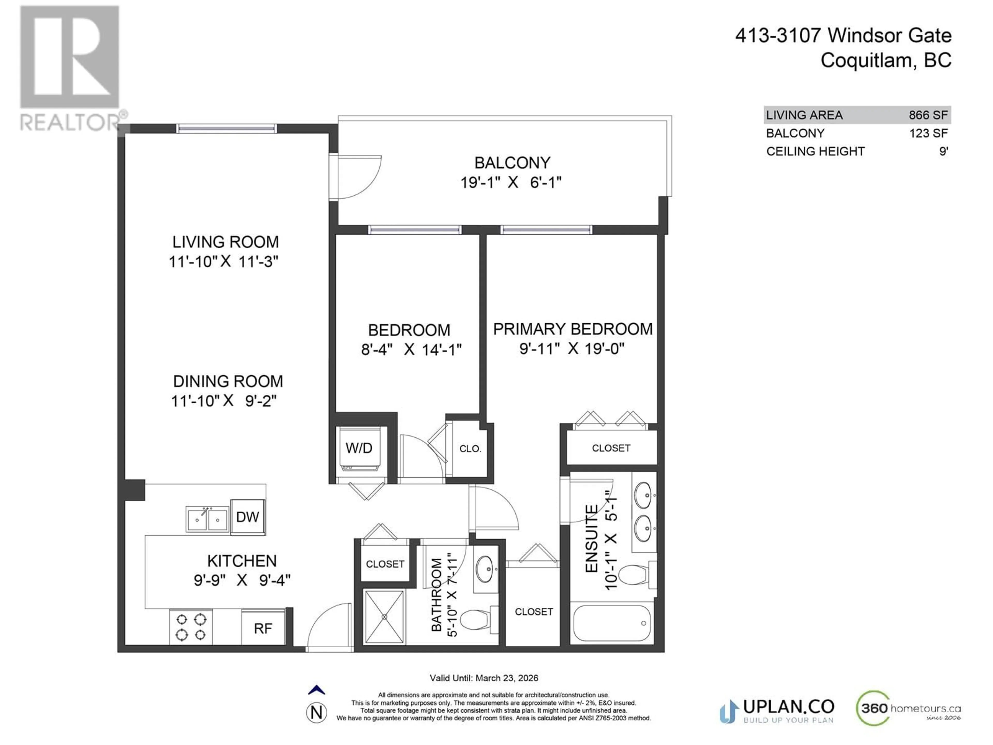Floor plan for 413 - 3107 WINDSOR GATE, Coquitlam British Columbia V3B0L1