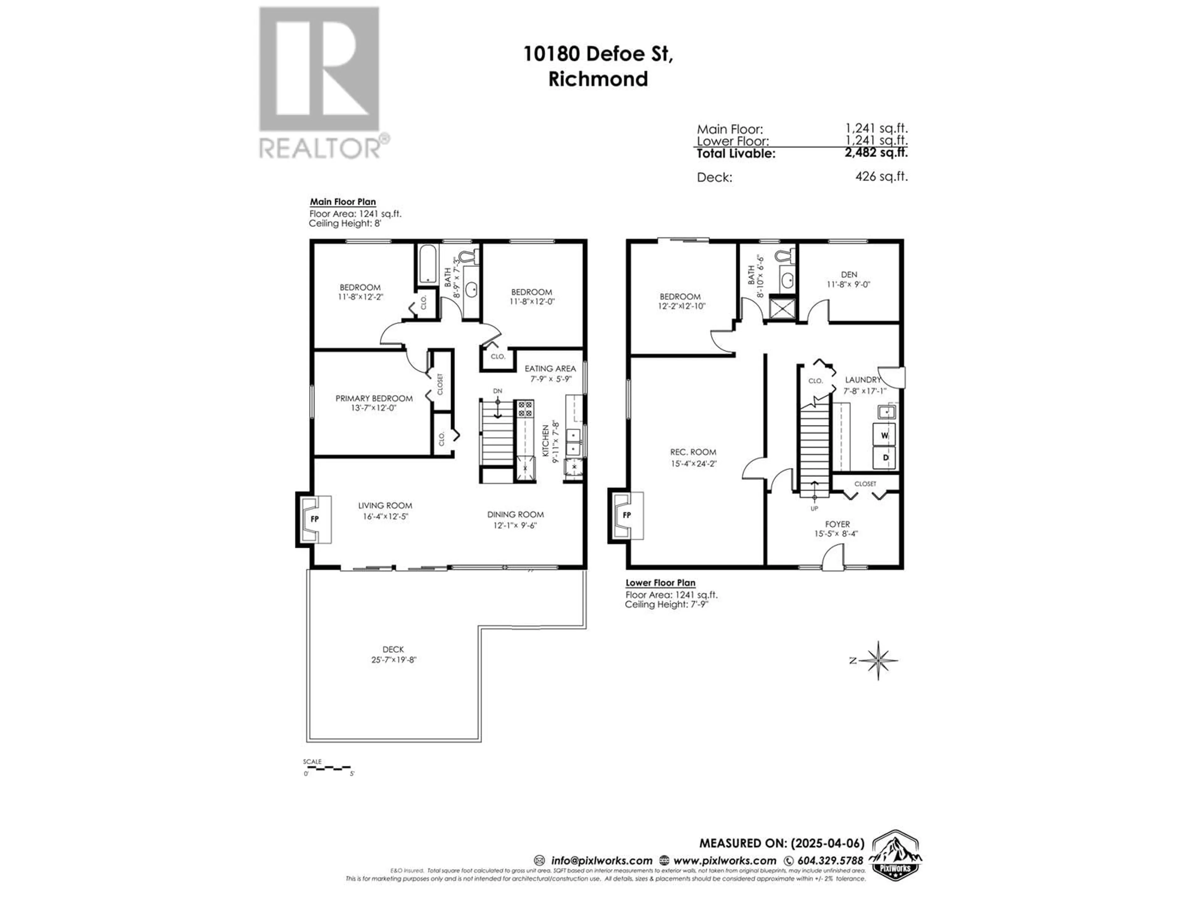 Floor plan for 10180 DEFOE STREET, Richmond British Columbia V7E4G3