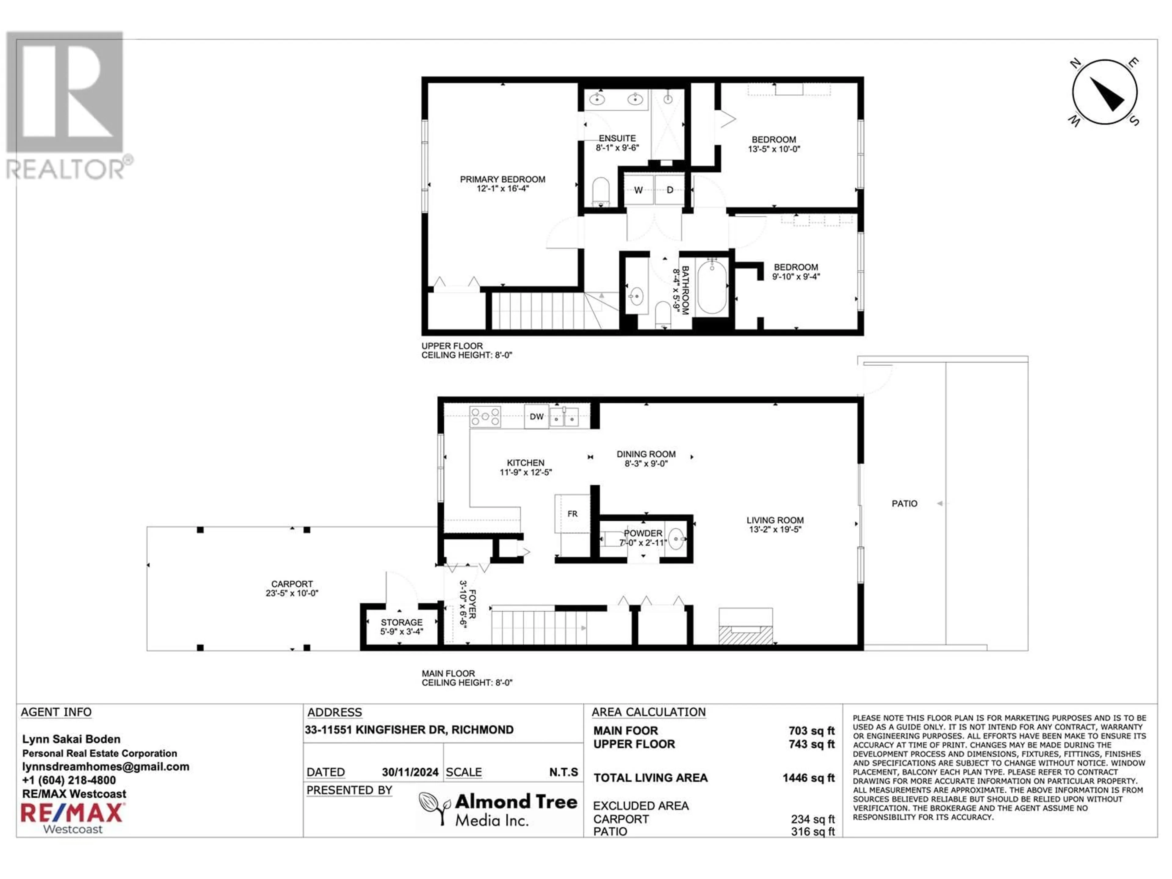Floor plan for 33 - 11551 KINGFISHER DRIVE, Richmond British Columbia V7E3N5
