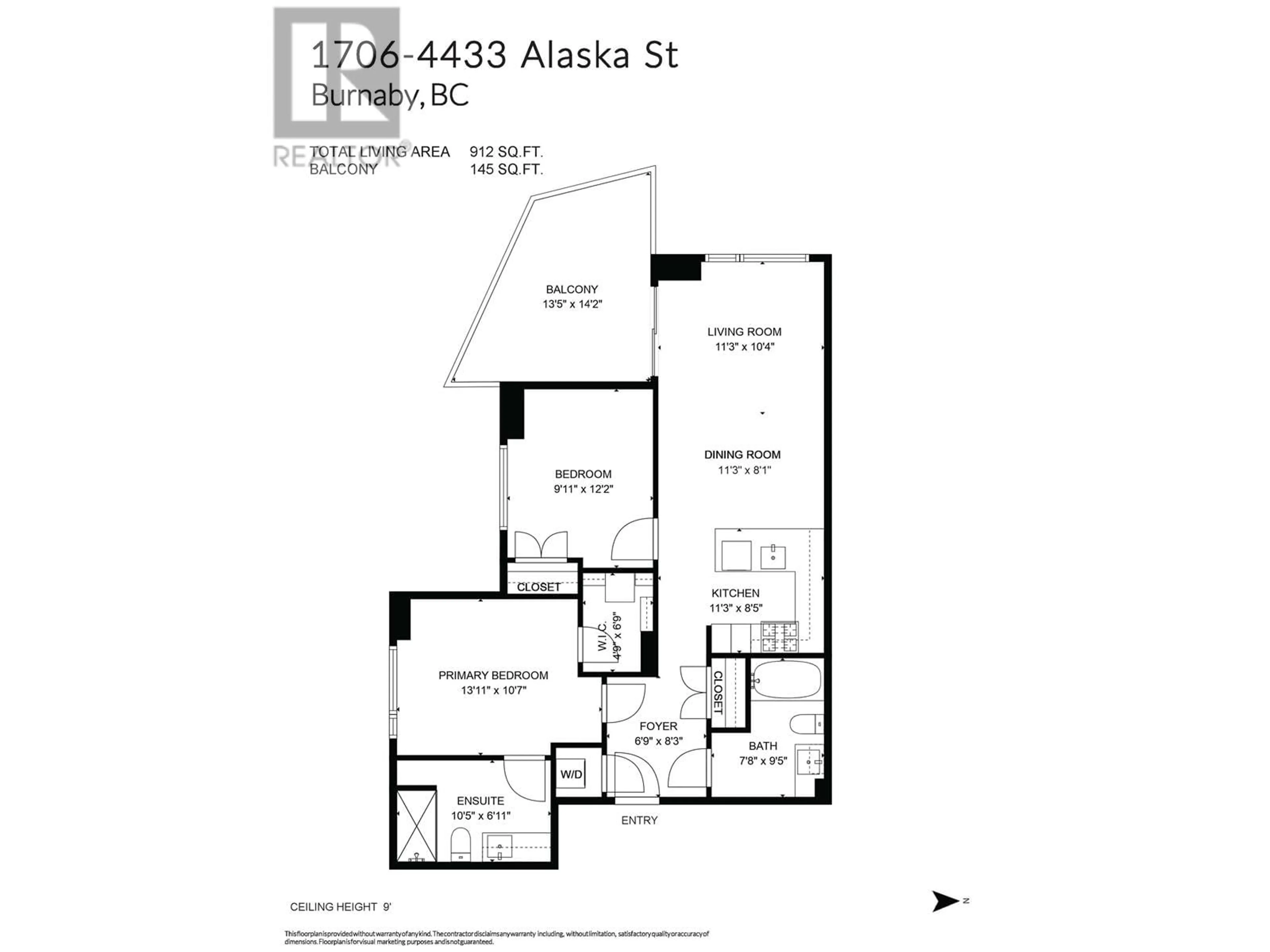 Floor plan for 1706 - 4433 ALASKA STREET, Vancouver British Columbia V5C5T3