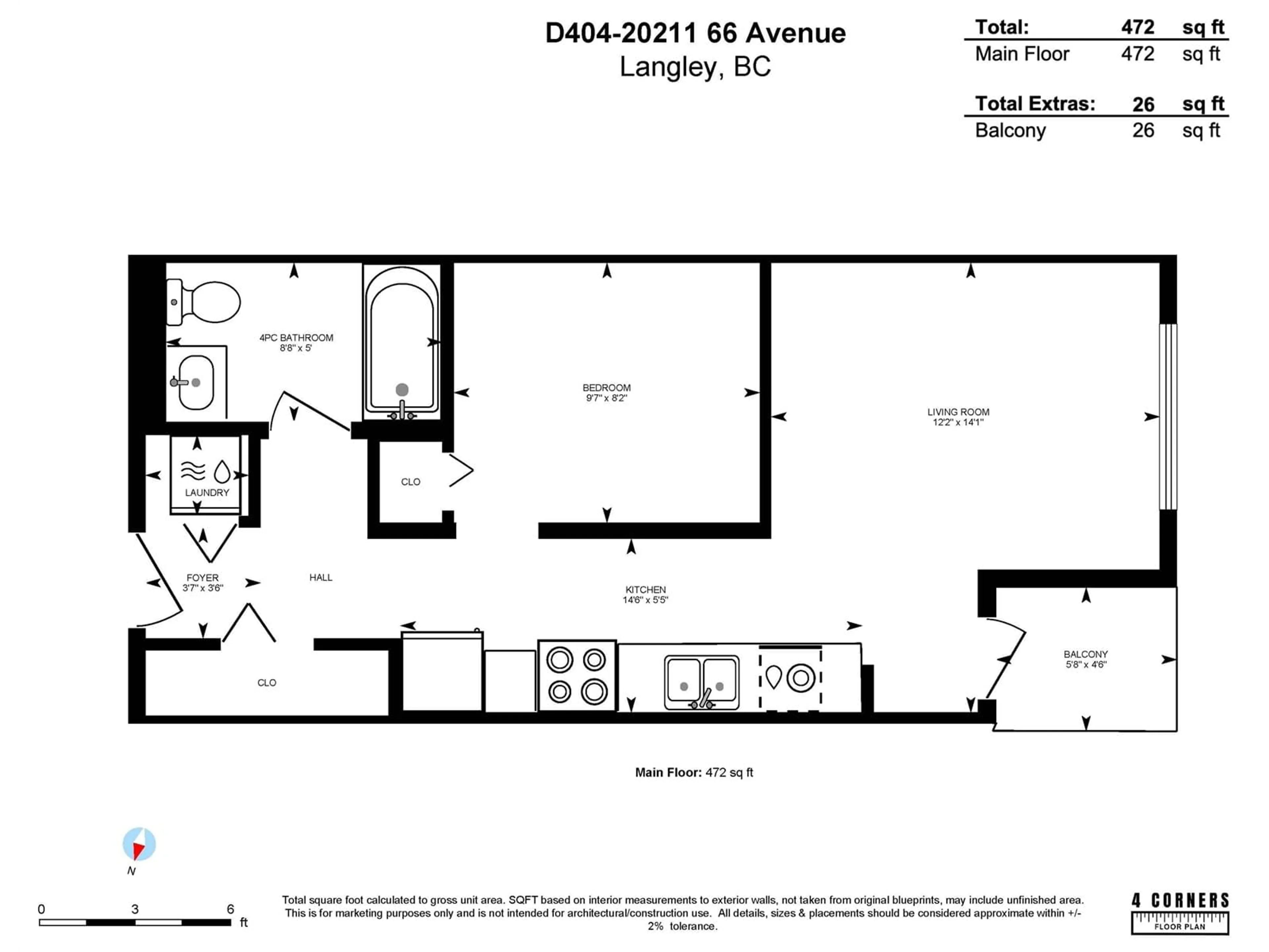 Floor plan for D404 - 20211 66, Langley British Columbia V2Y0L4
