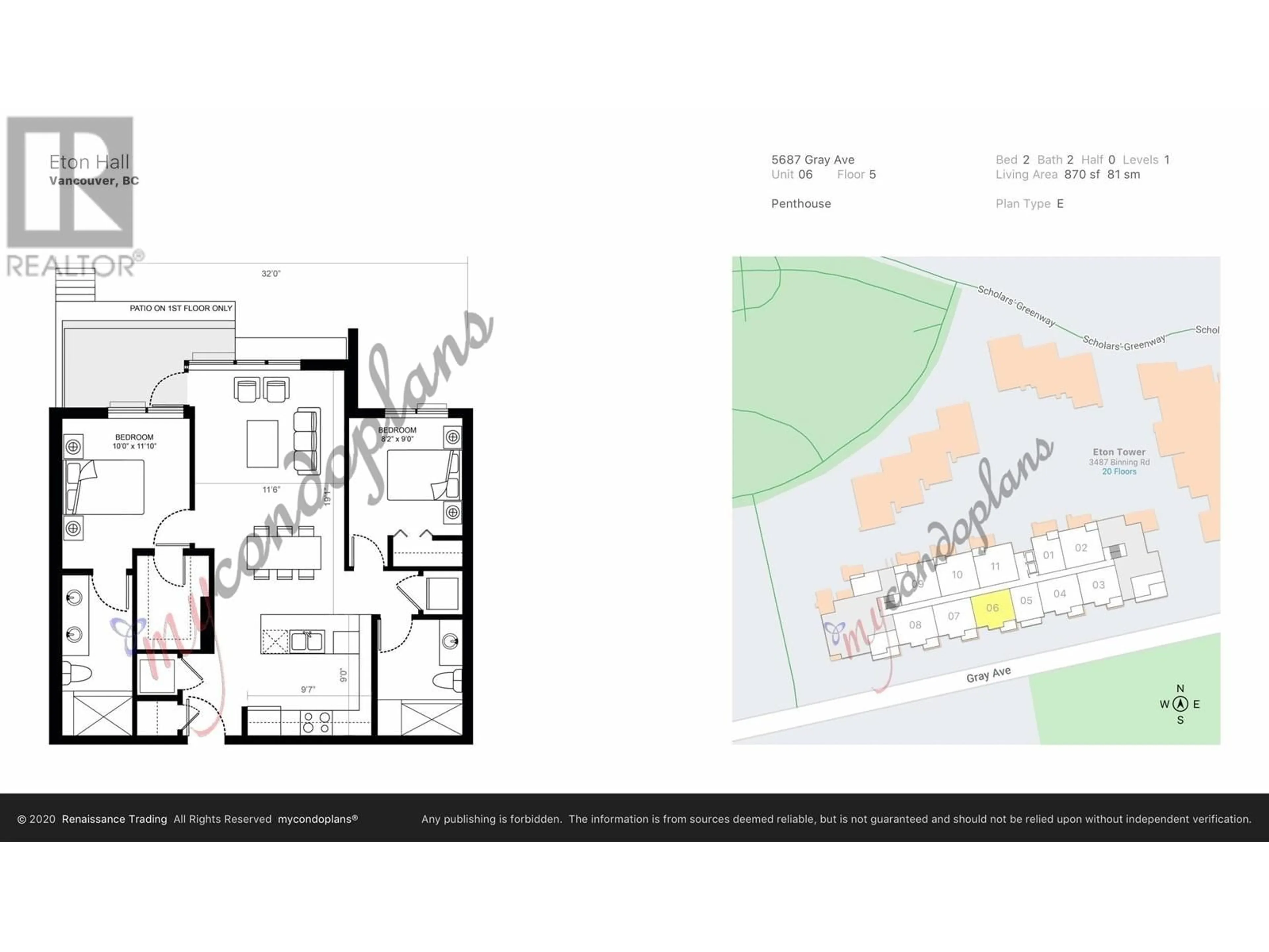 Floor plan for 506 - 5687 GRAY AVENUE, Vancouver British Columbia V6S0K7