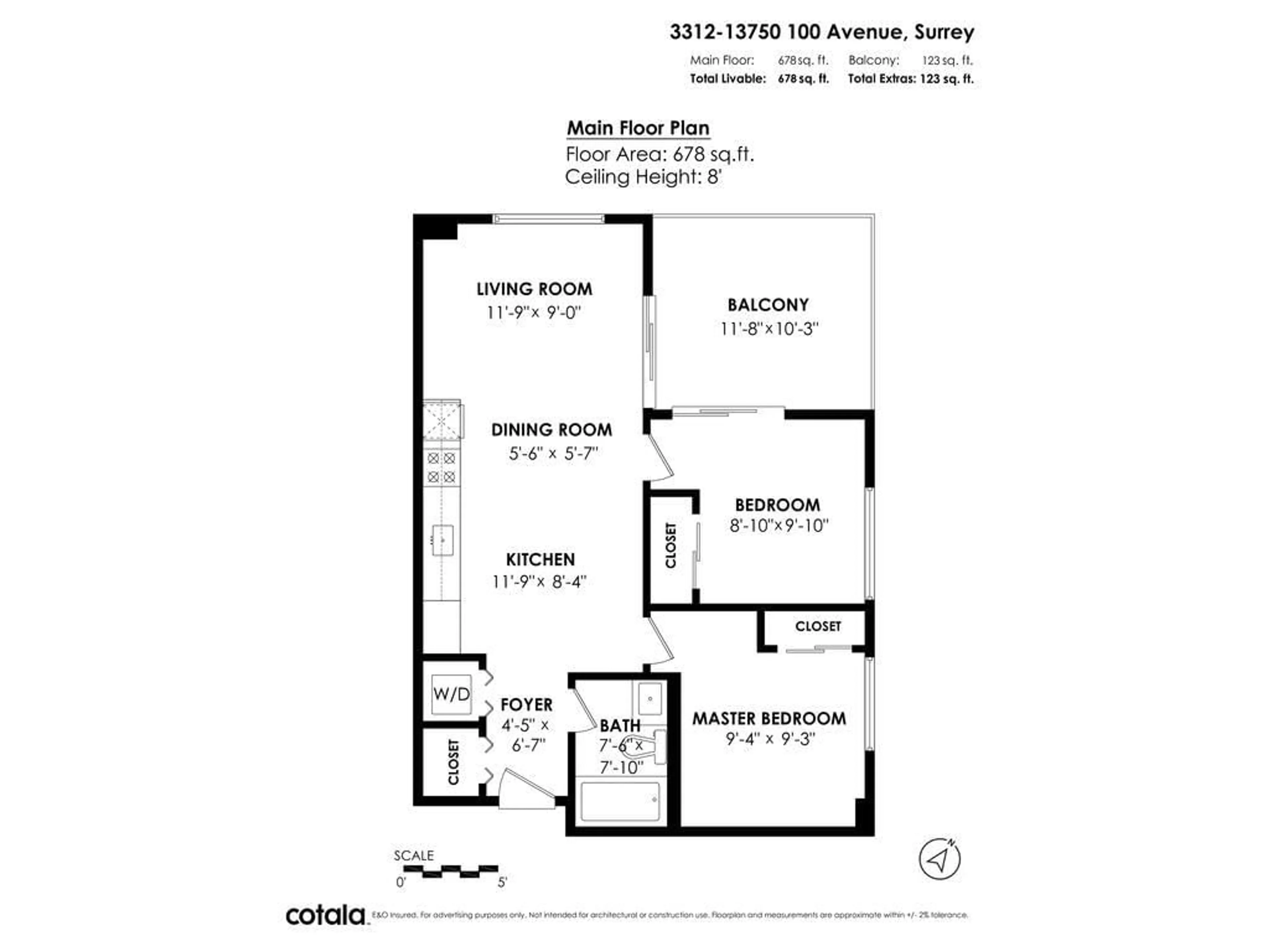 Floor plan for 3312 - 13750 100, Surrey British Columbia V3T0L3