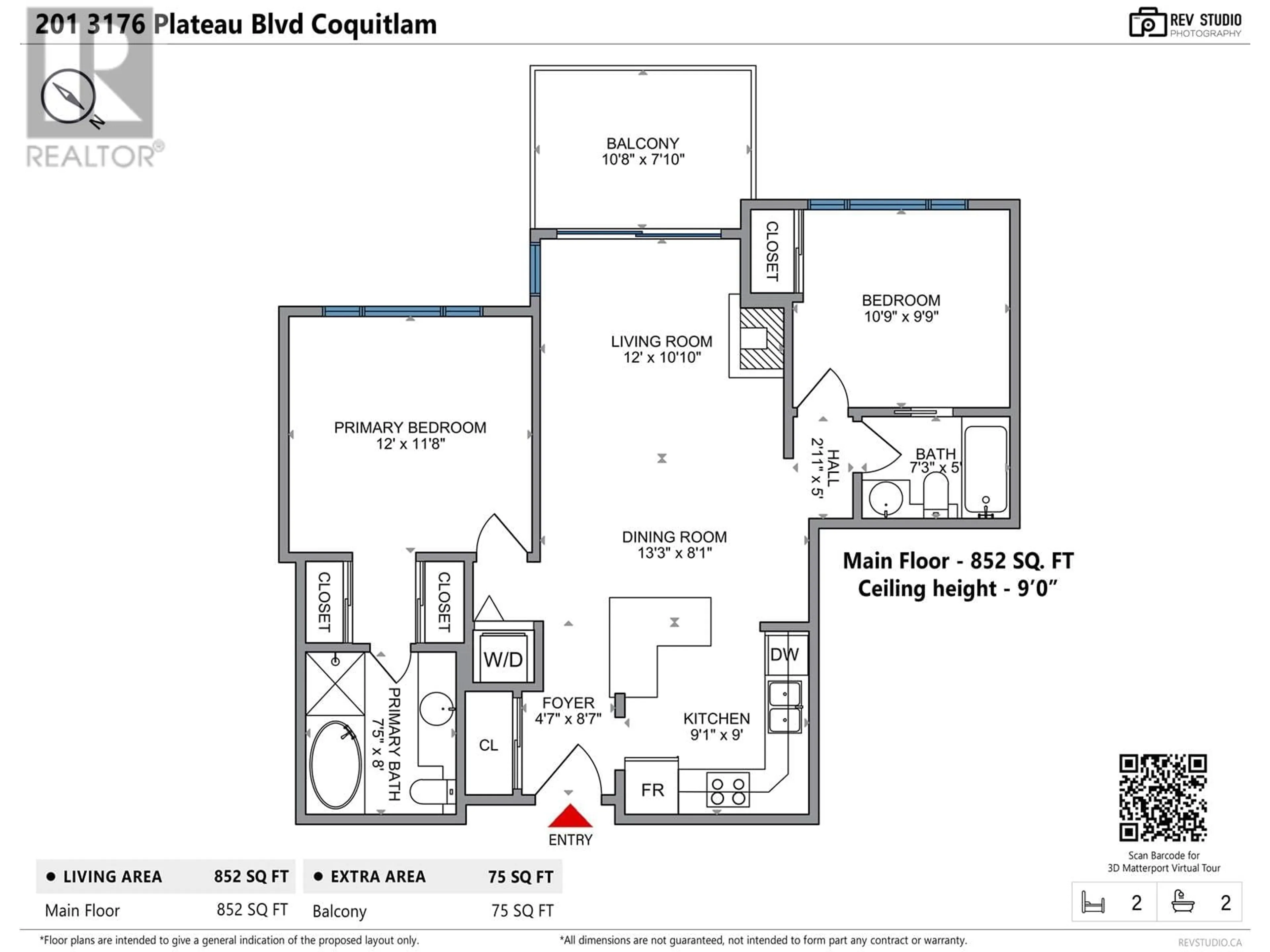 Floor plan for 201 - 3176 PLATEAU BOULEVARD, Coquitlam British Columbia V3E3J2