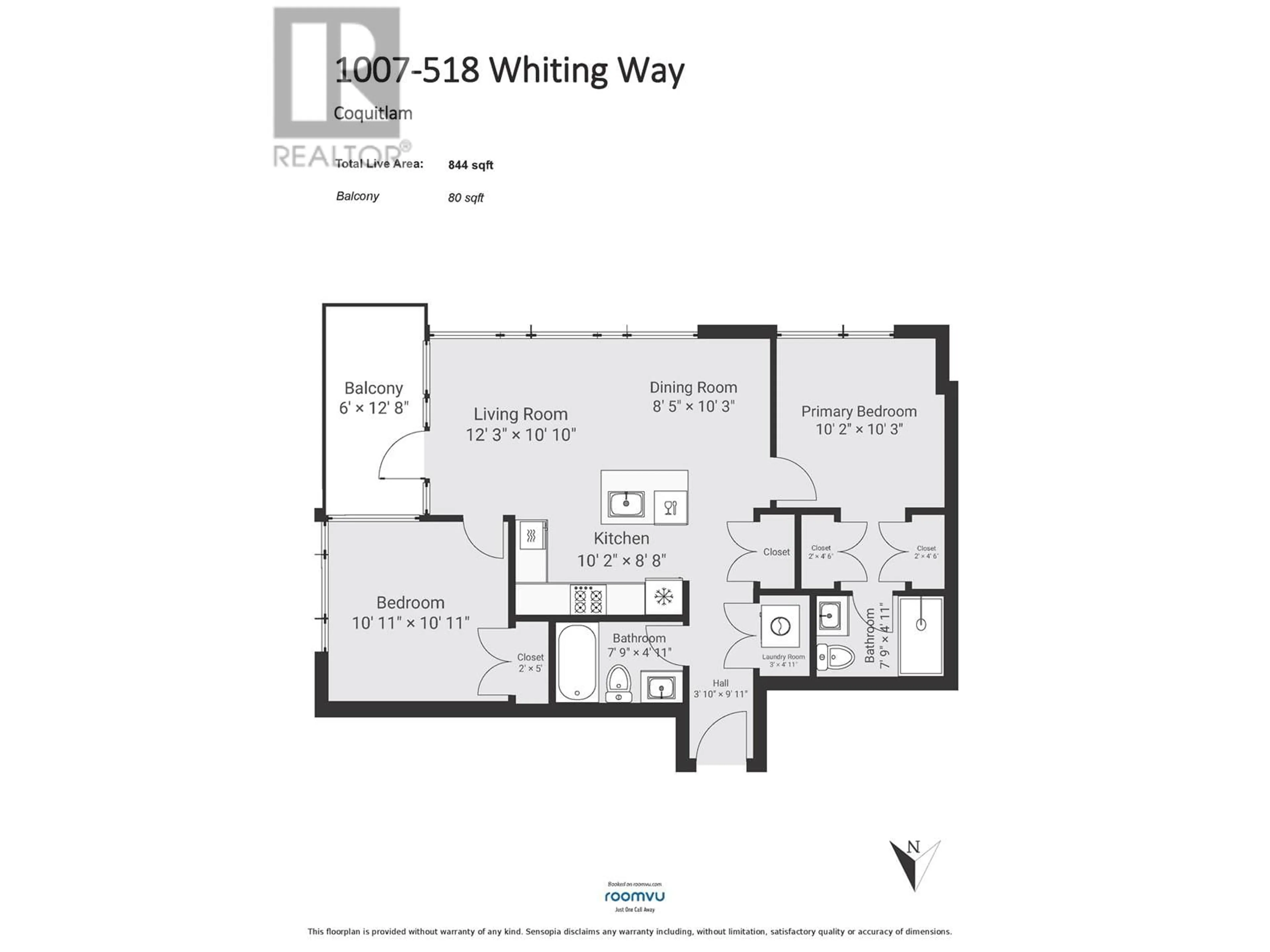 Floor plan for 1007 - 518 WHITING WAY, Coquitlam British Columbia V3J0H7