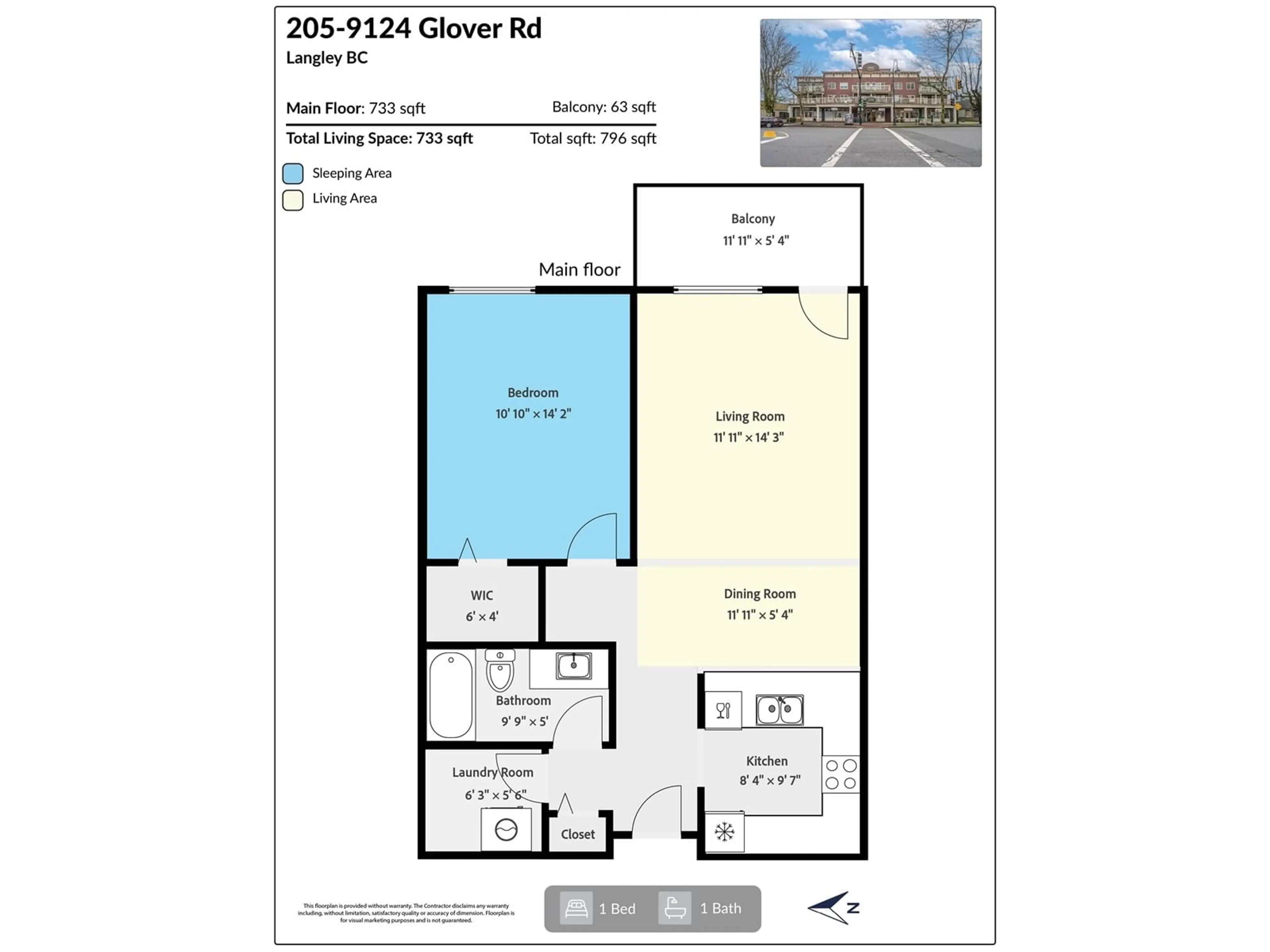 Floor plan for 205 - 9124 GLOVER, Langley British Columbia V1M2S4