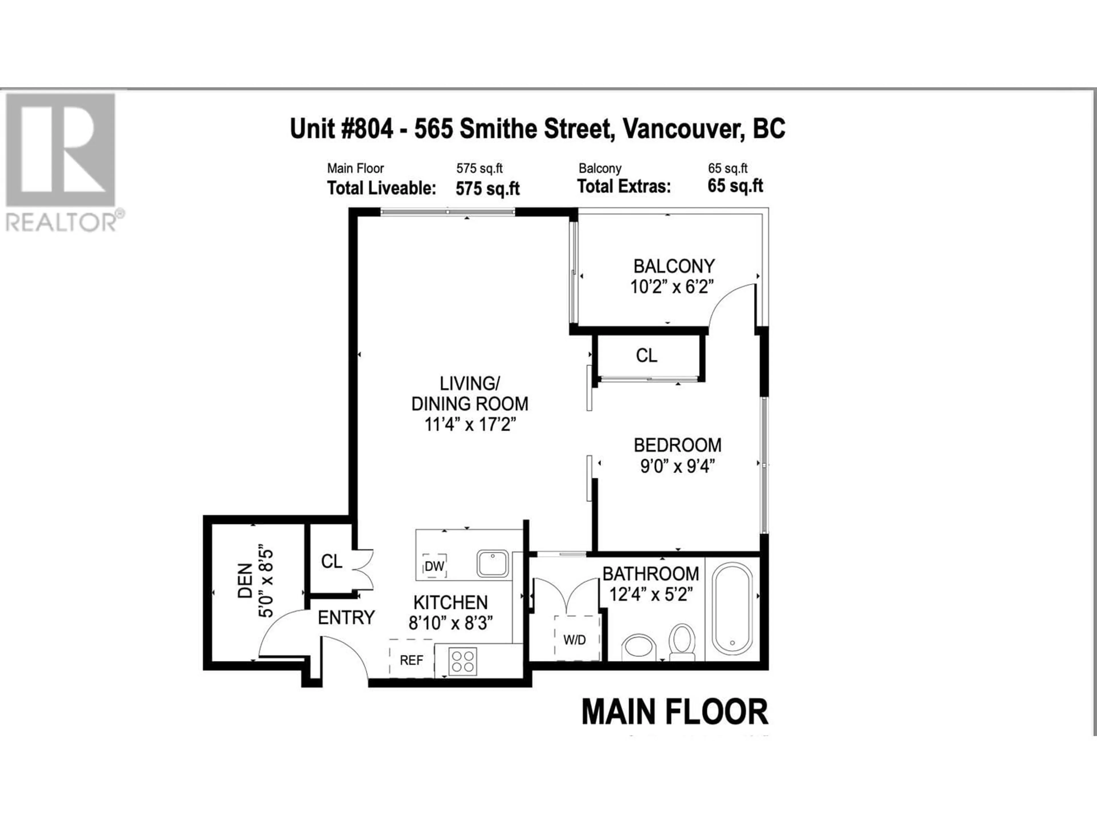 Floor plan for 804 - 565 SMITHE STREET, Vancouver British Columbia V6B0E4