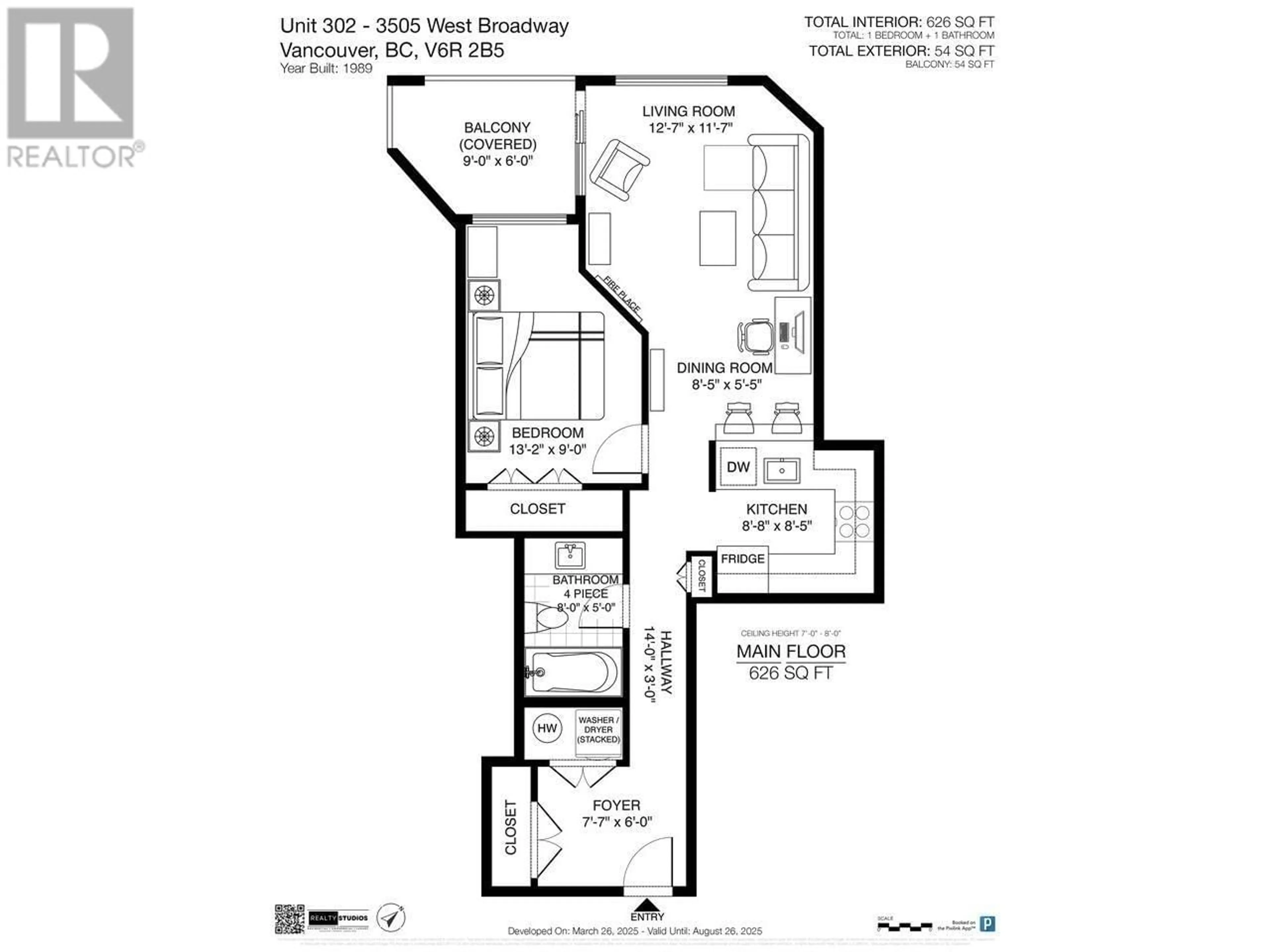 Floor plan for 302 - 3505 BROADWAY, Vancouver British Columbia V6R2B5