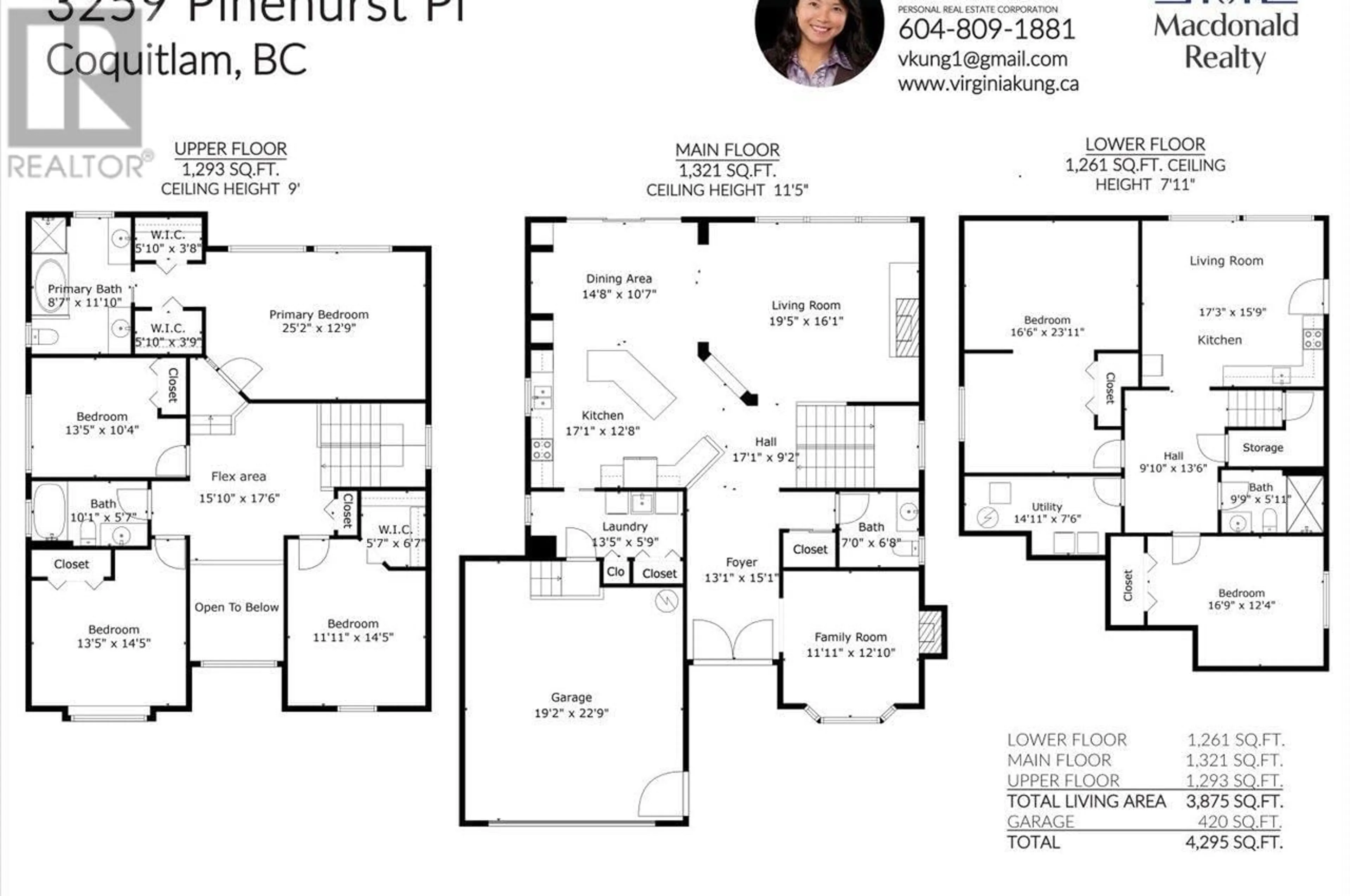 Floor plan for 3259 PINEHURST PLACE, Coquitlam British Columbia V3E3K3