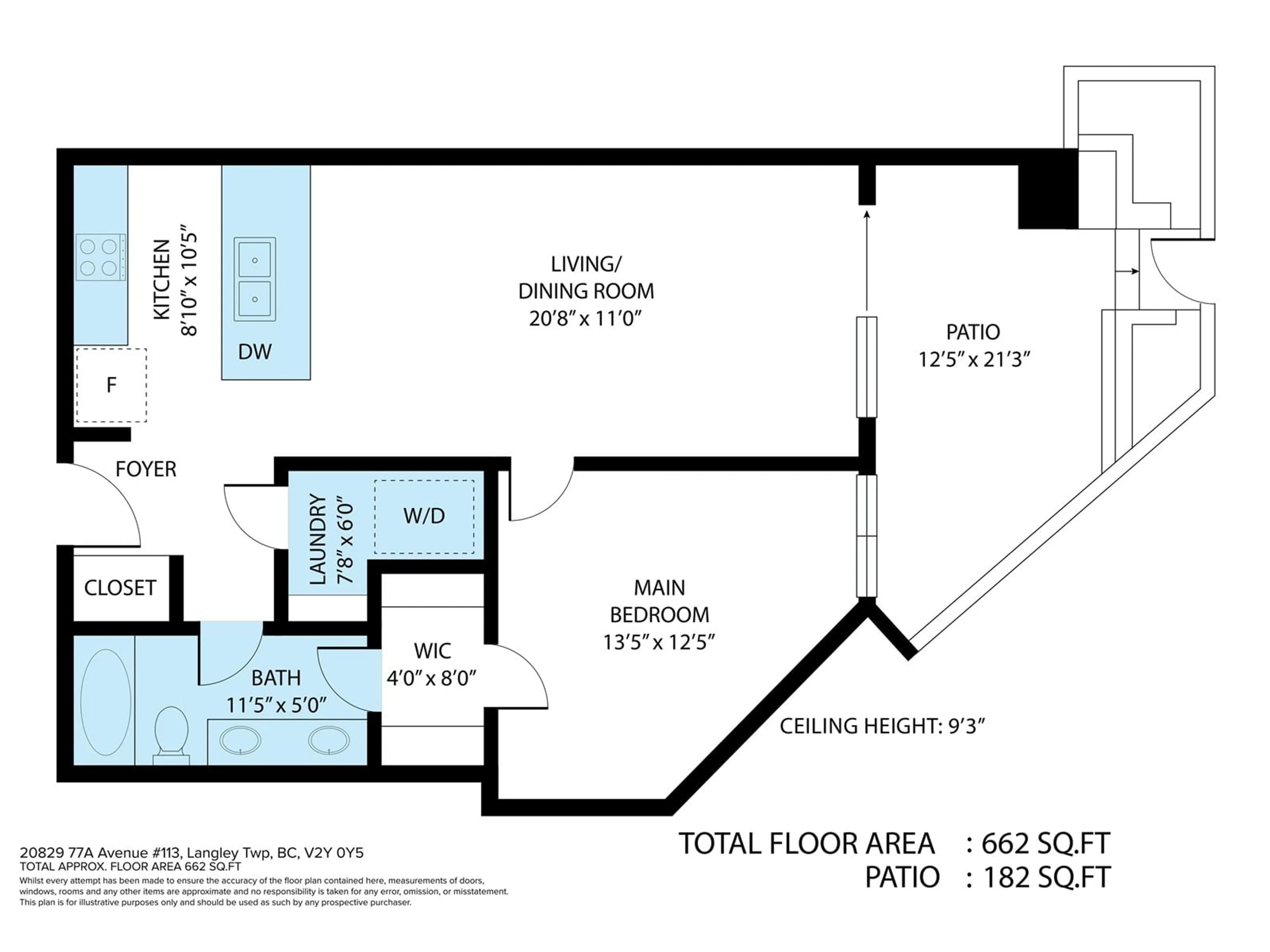 Floor plan for 113 - 20829 77A, Langley British Columbia V2Y0Y5