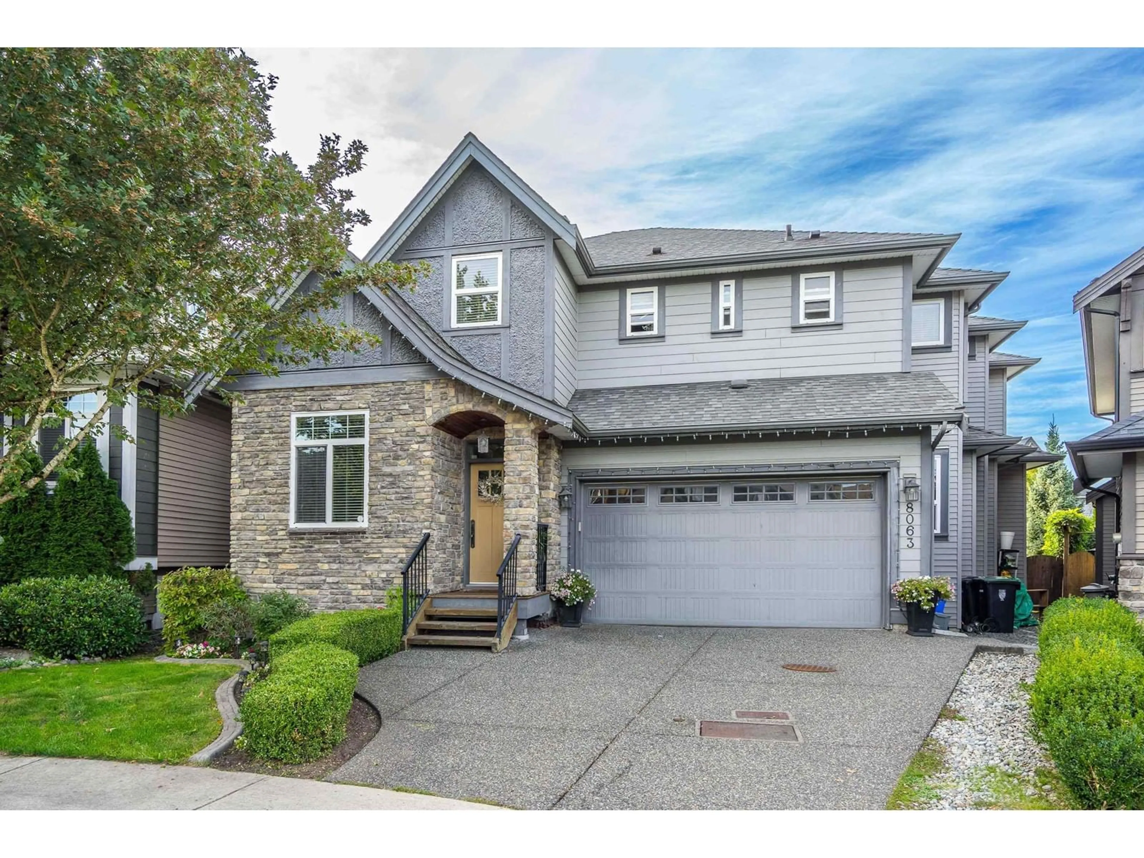 Home with brick exterior material, street for 8063 211A, Langley British Columbia V2Y2G1