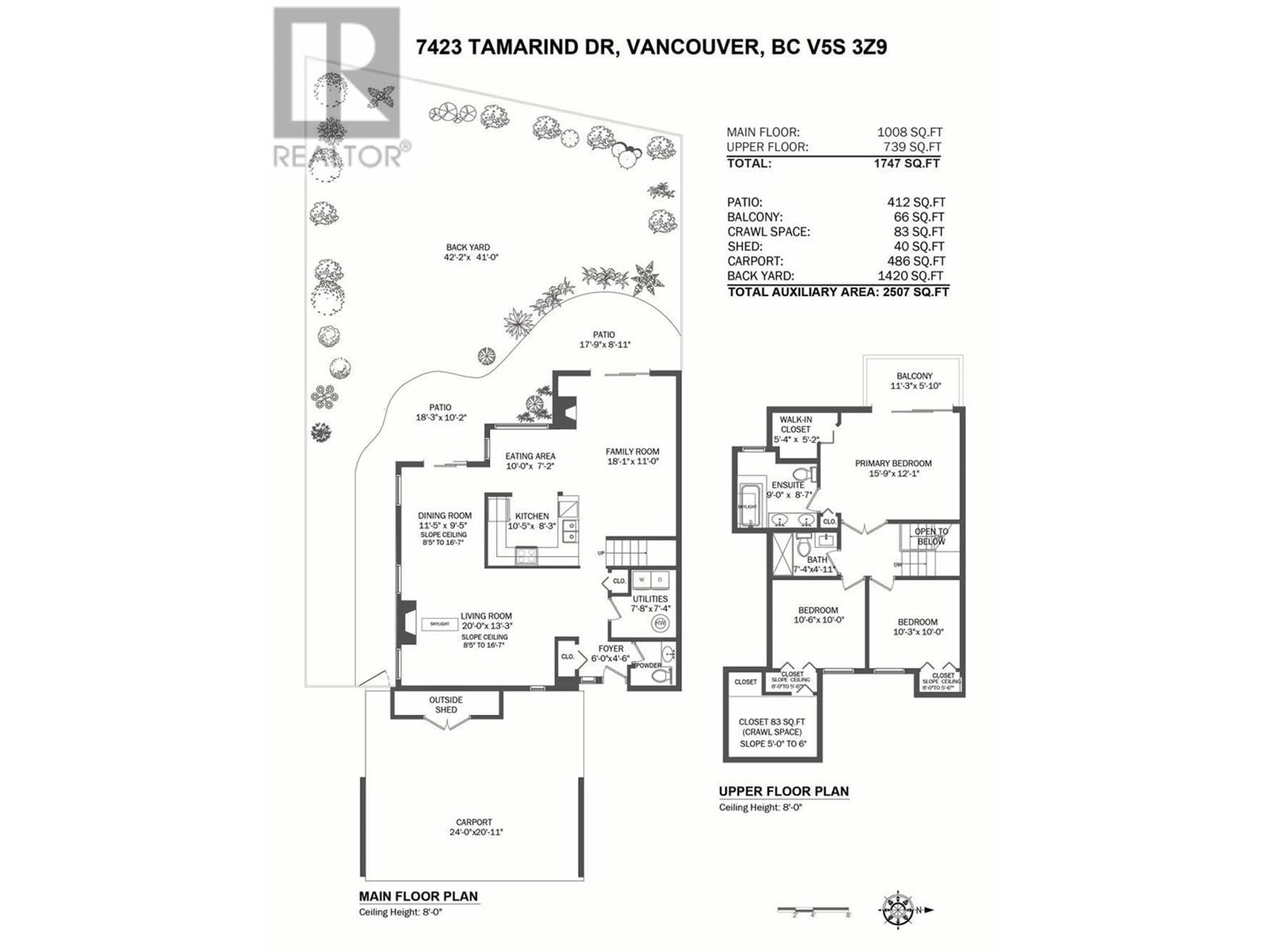 Floor plan for 7423 TAMARIND DRIVE, Vancouver British Columbia V5S3Z9