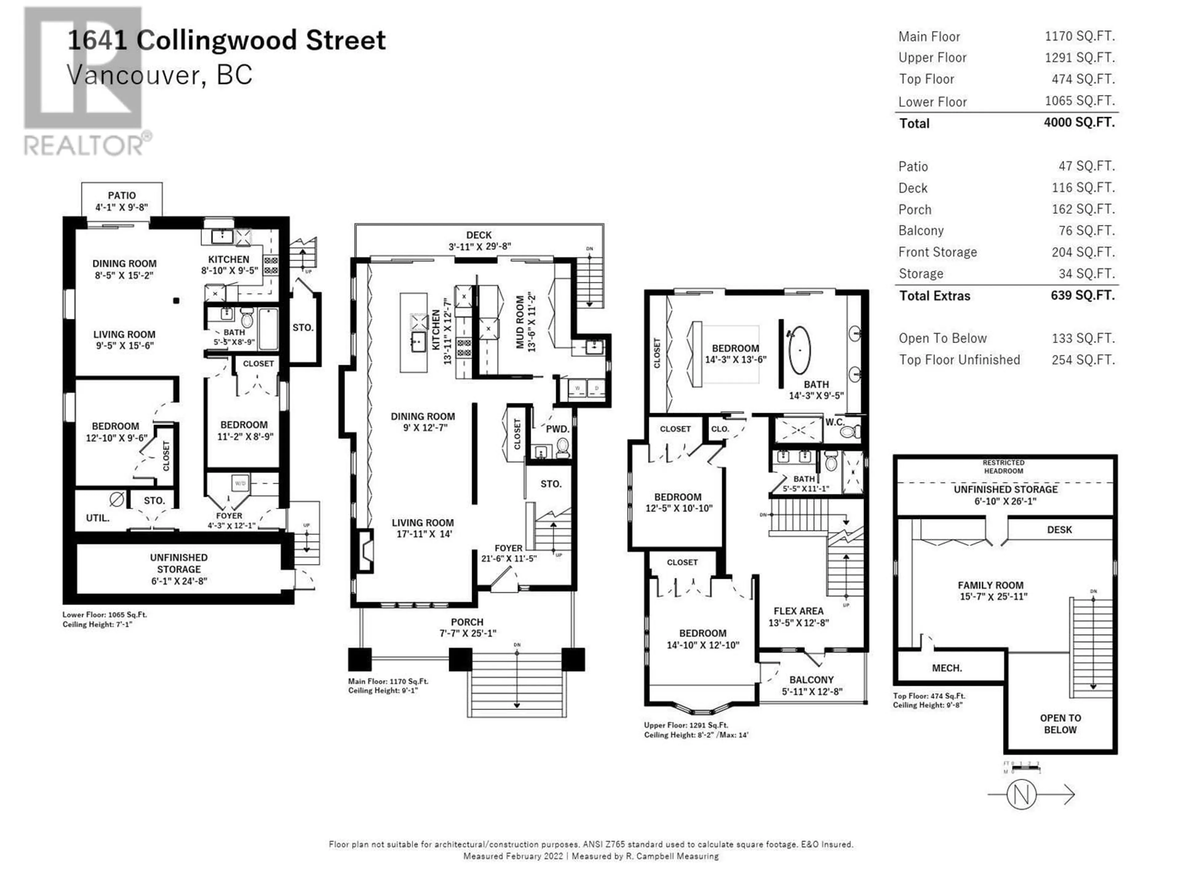 Floor plan for 1643 COLLINGWOOD STREET, Vancouver British Columbia V6R3K1