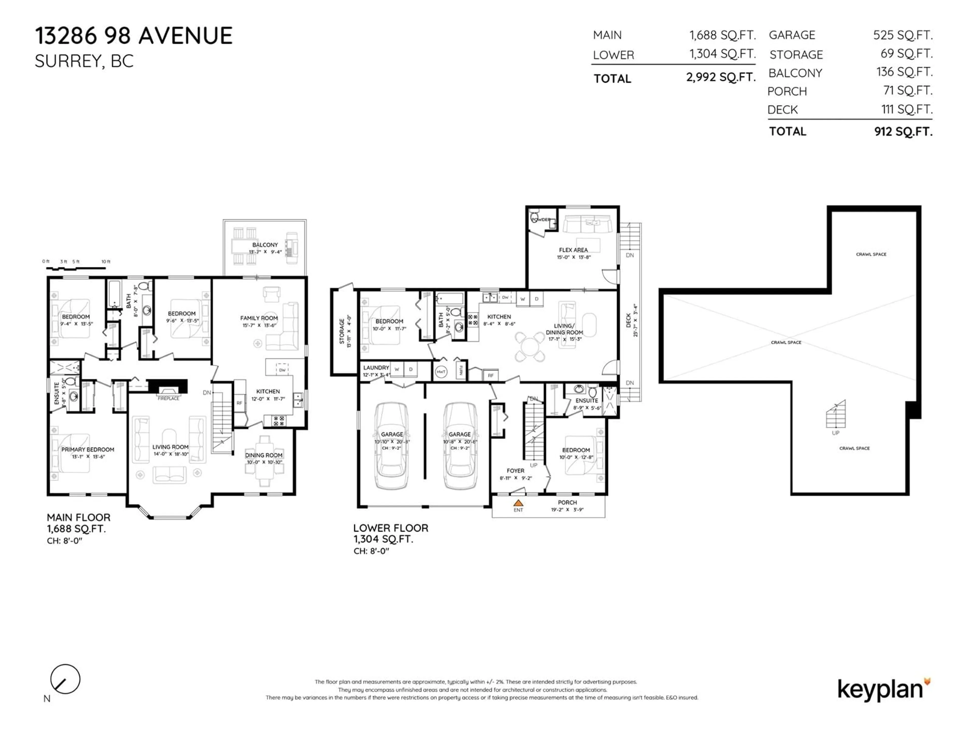Floor plan for 13286 98, Surrey British Columbia V3T5M9