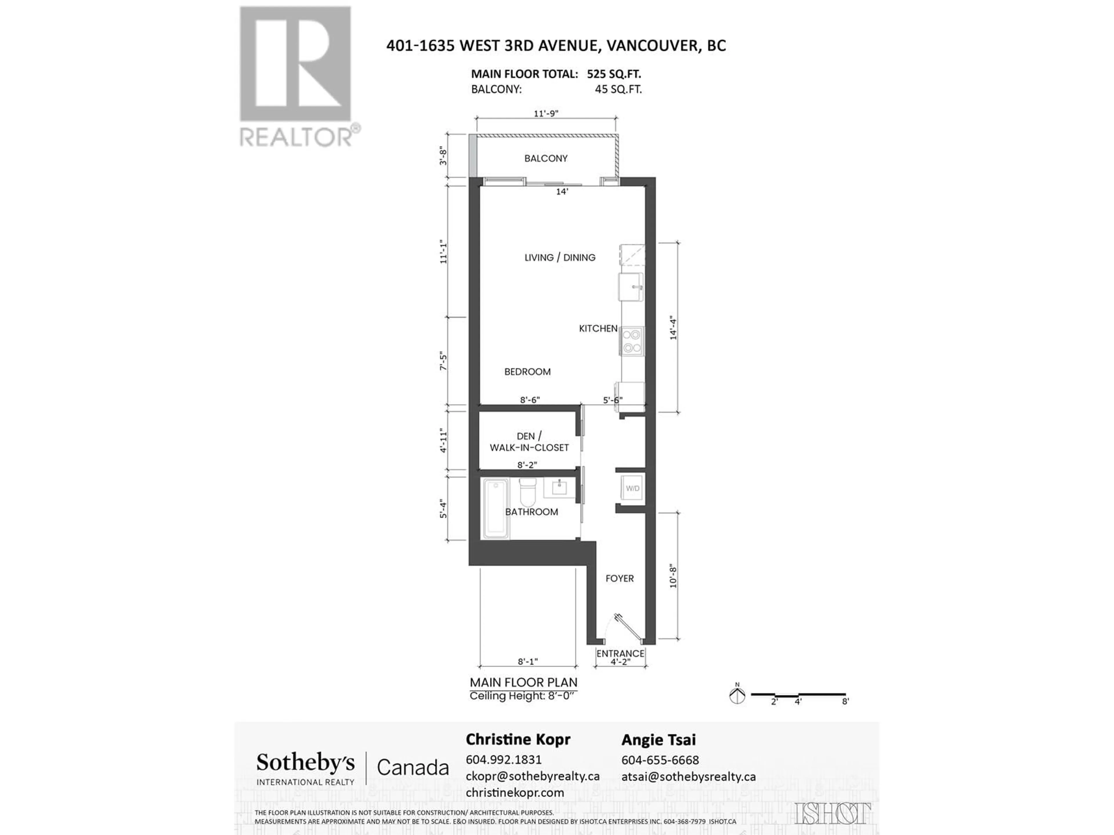 Floor plan for 401 - 1635 3RD AVENUE, Vancouver British Columbia V6J0B6