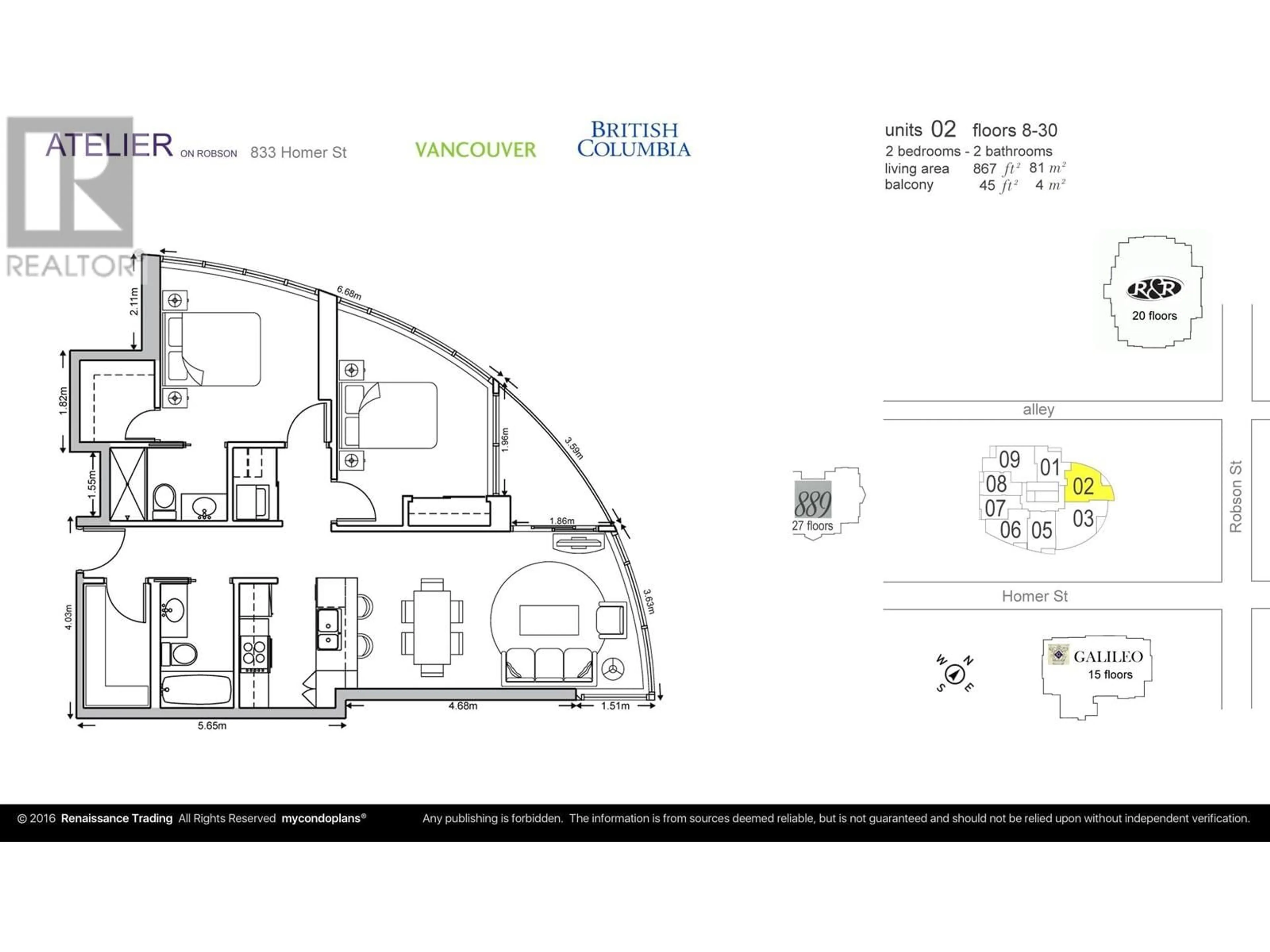 Floor plan for 2902 - 833 HOMER STREET, Vancouver British Columbia V6B0H4